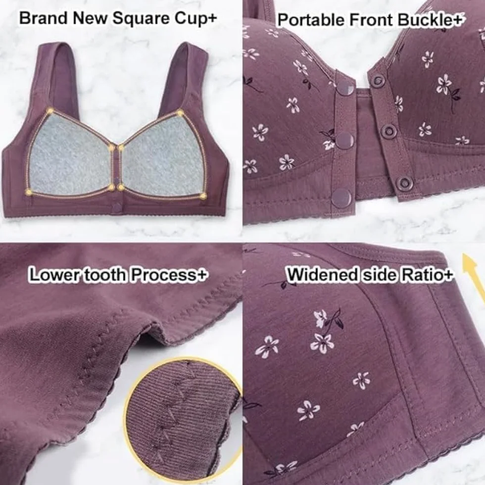 PrinStory Reggiseno Donna Senza Ferretto Anteriore Chiusura Con Bottone