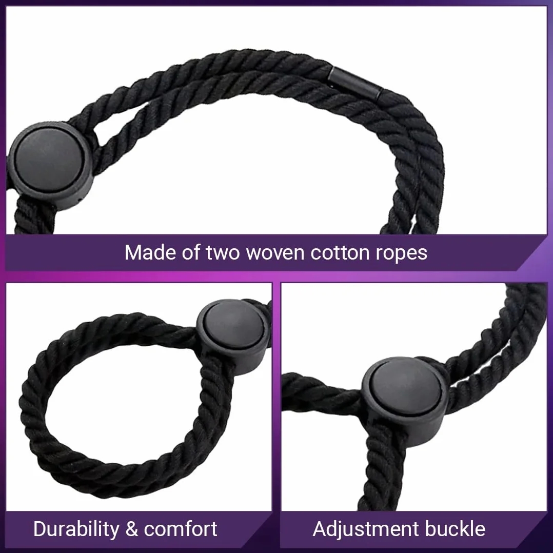 WeddHuis BDSM Bondage Corda Regolabile per Polsi e Caviglie Manette Mani Piedi Coppie Nero