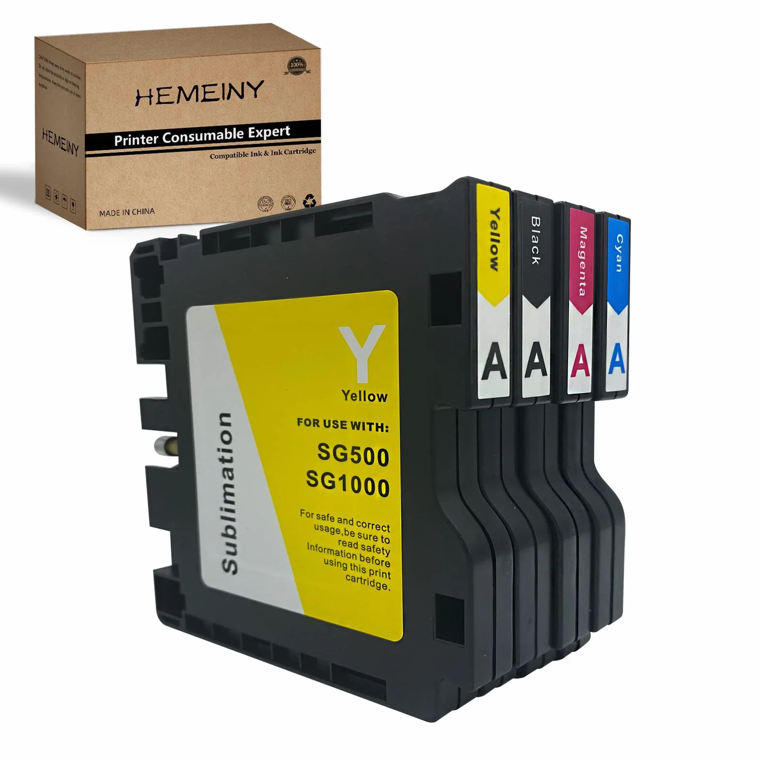 Cartucce d'inchiostro a sublimazione compatibili con stampante Sawgrass Virtuoso SG500 SG1000, 4 colori (nero, ciano, magenta, giallo) (versione A)