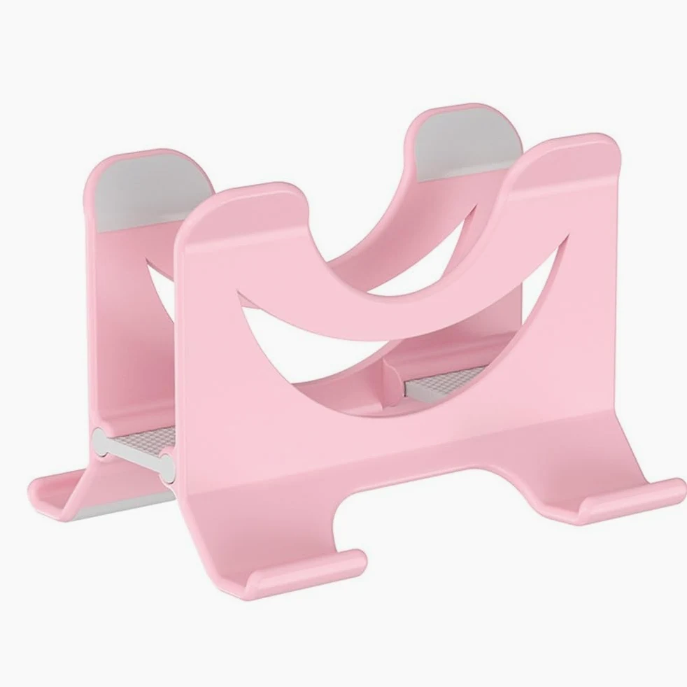 Supporto per Laptop Supporto Verticale for Laptop da scrivania, Supporto for Notebook in plastica con Blocco Automatico Gravity con ripiano Laterale Rialzo per Laptop(Pink)