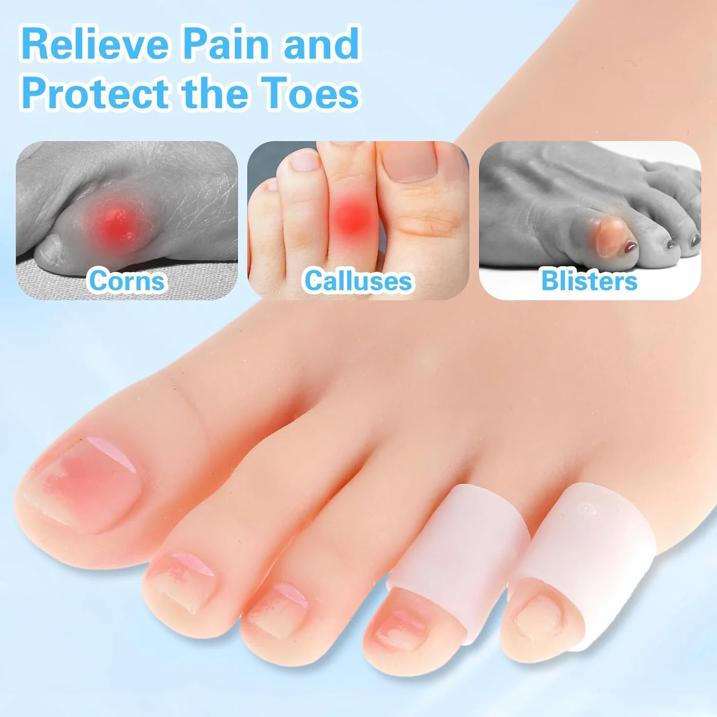 Protezione Dita Piedi Silicone 20 Pezzi, Proteggi Dita Piedi Gel, Distanziatore Separatore Antidolorifico