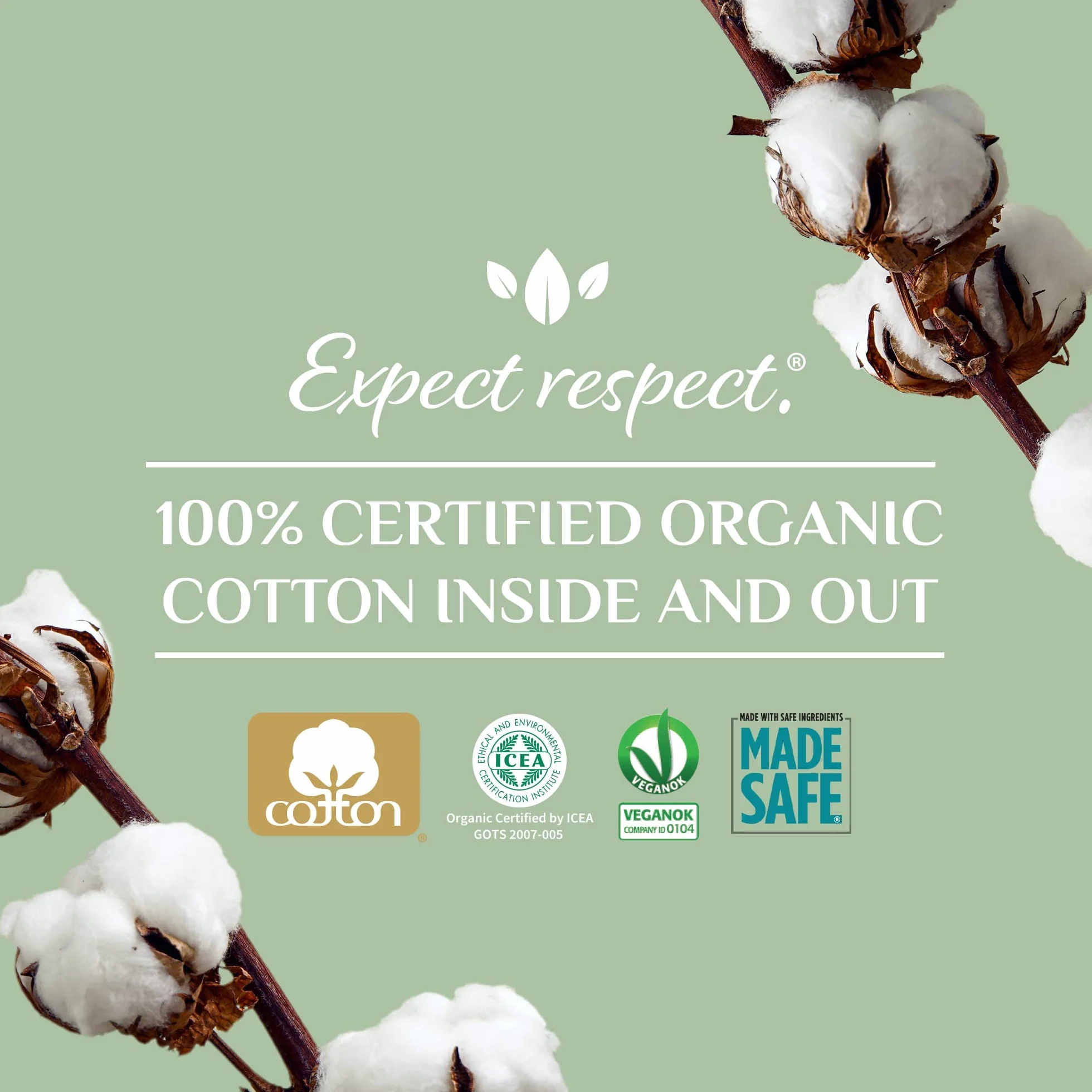 Organyc Assorbenti femminili 100% cotone biologico notte flusso pesante super assorbenza 28 pezzi