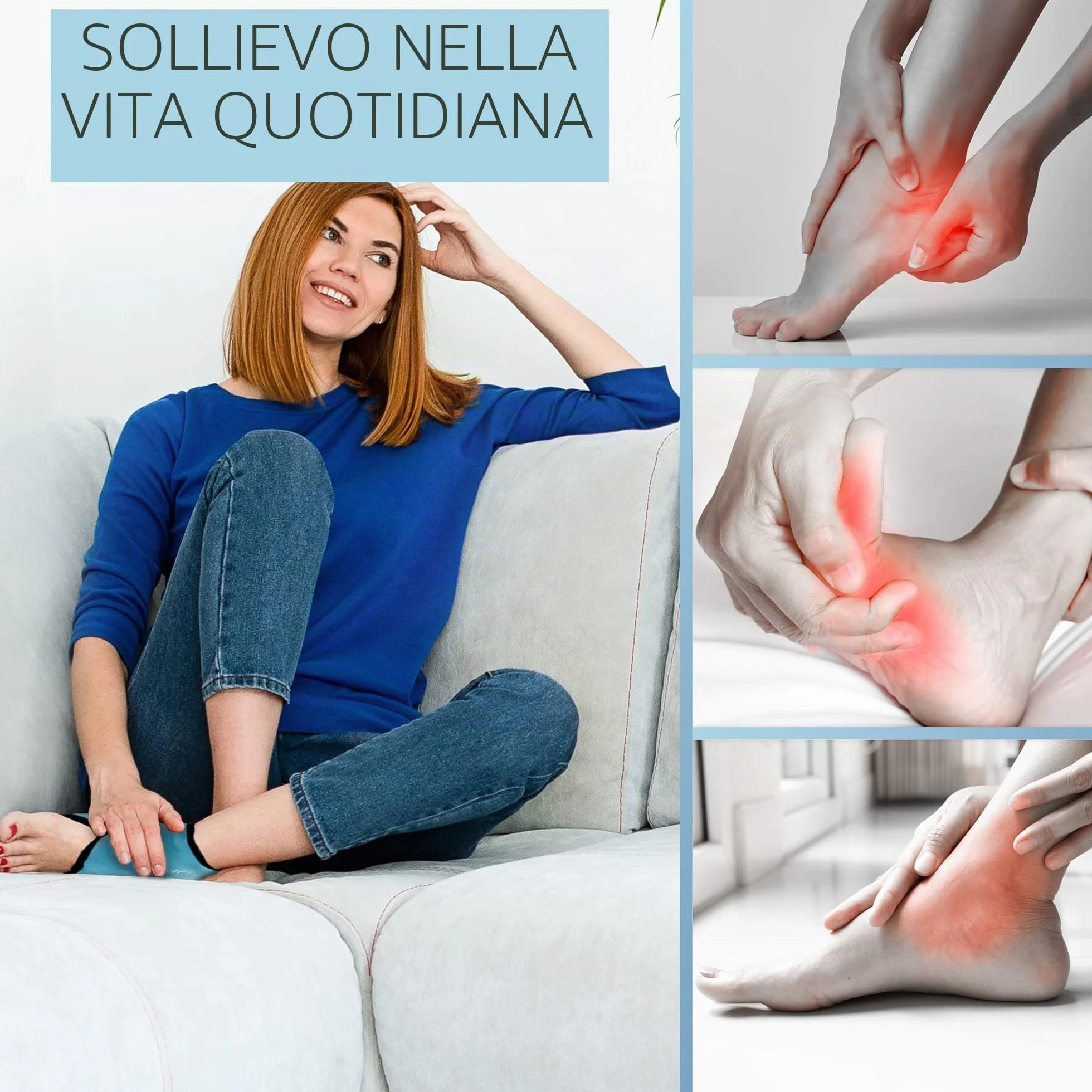 ICEHOF Cuscinetti refrigeranti per caviglia - fascia rinfrescante con gel per tallone e calcagno, dolore e reumatismi (1 pezzo)
