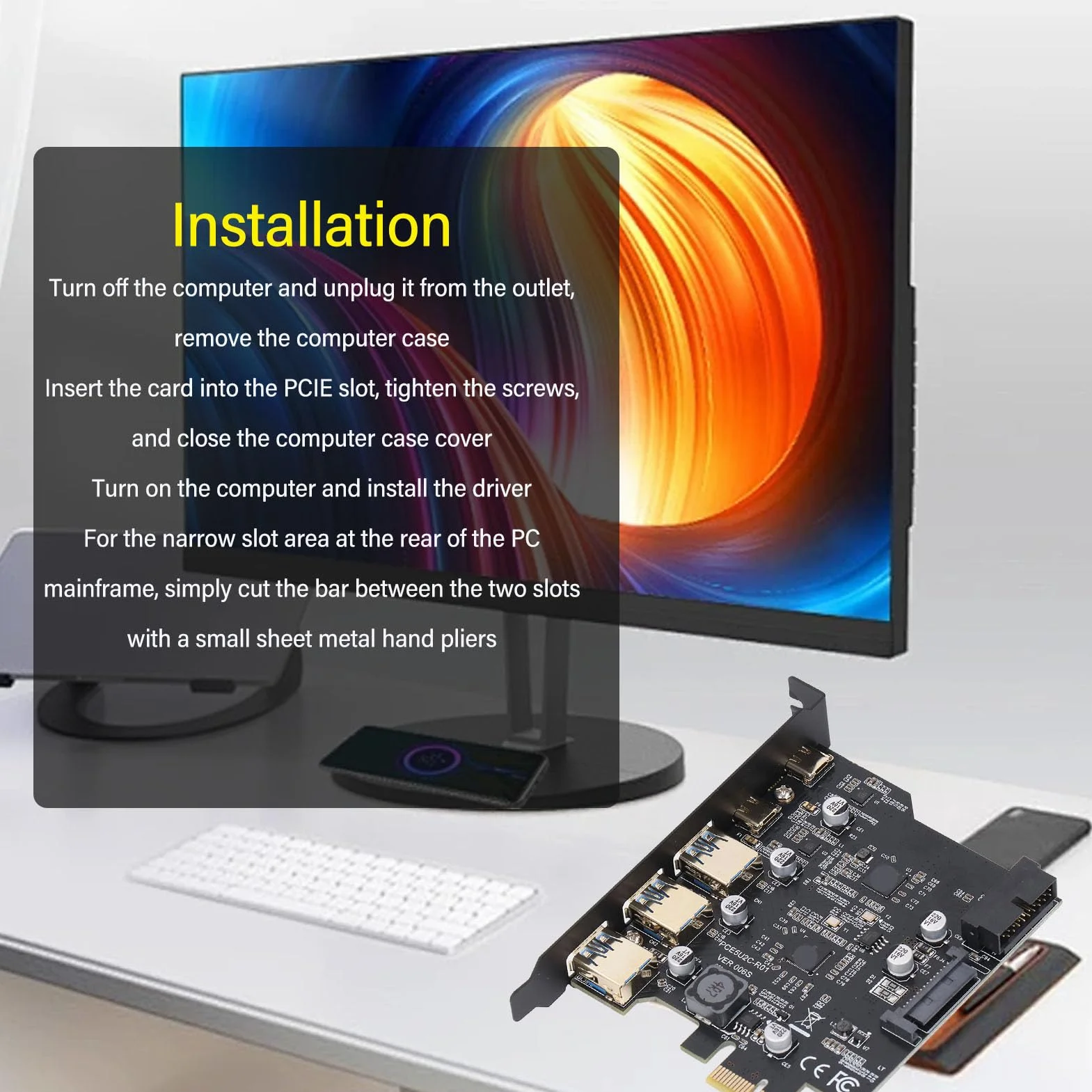 Scheda PCIe a USB 3.2 Gen 1 con Larghezza di Banda di 5 Gbps, 3 Porte USB Type-A e 2 Porte USB Type-C, Scheda di Espansione PCIe per PC Desktop