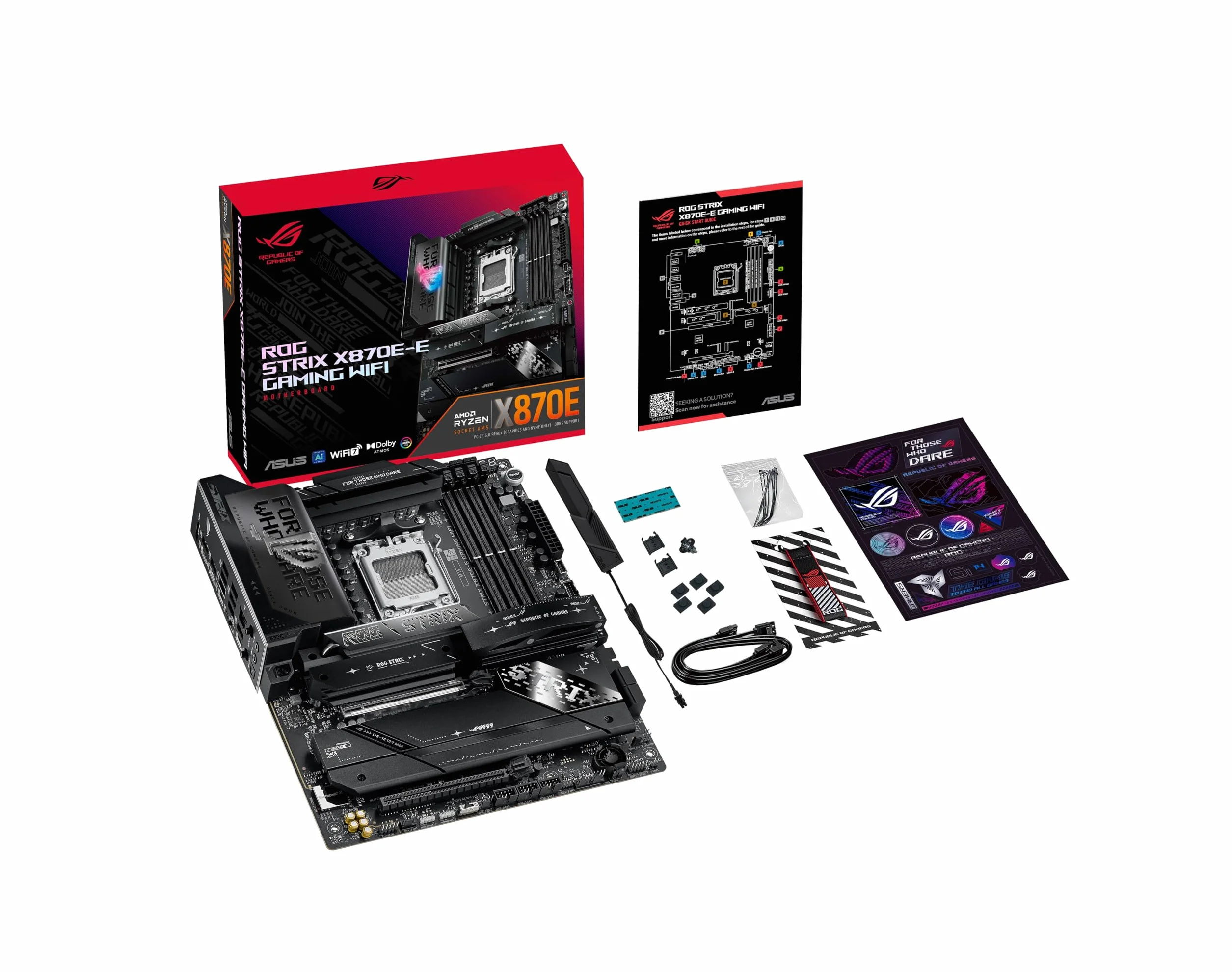 ASUS ROG Strix X870E-E Gaming WiFi Scheda madre AMD, 18+2+2 stadi di alimentazione, slot DDR5, cinque slot M.2, PCIe 5.0, GPU di nuova generazione, WiFi 7, USB 20G con PD 3.0 fino a 30W, Aura Sync