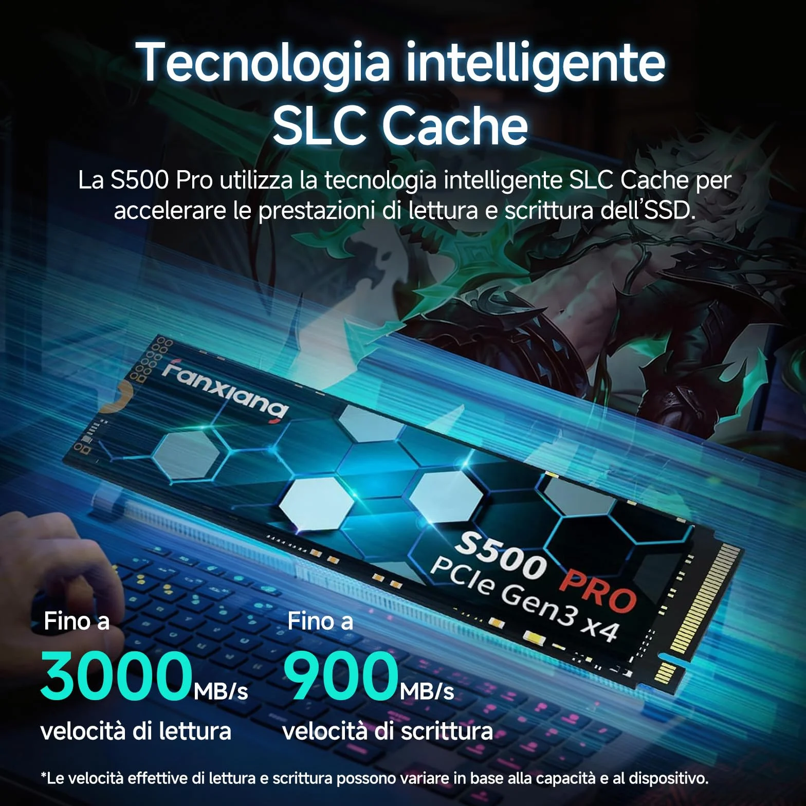 fanxiang SSD NVMe 256GB M.2 PCIe Gen3x4 2280 SSD Interno 256GB, Fino a 3000MB/s in Lettura, Compatibile con Laptops, PC, Computer Desktop (S500 Pro)