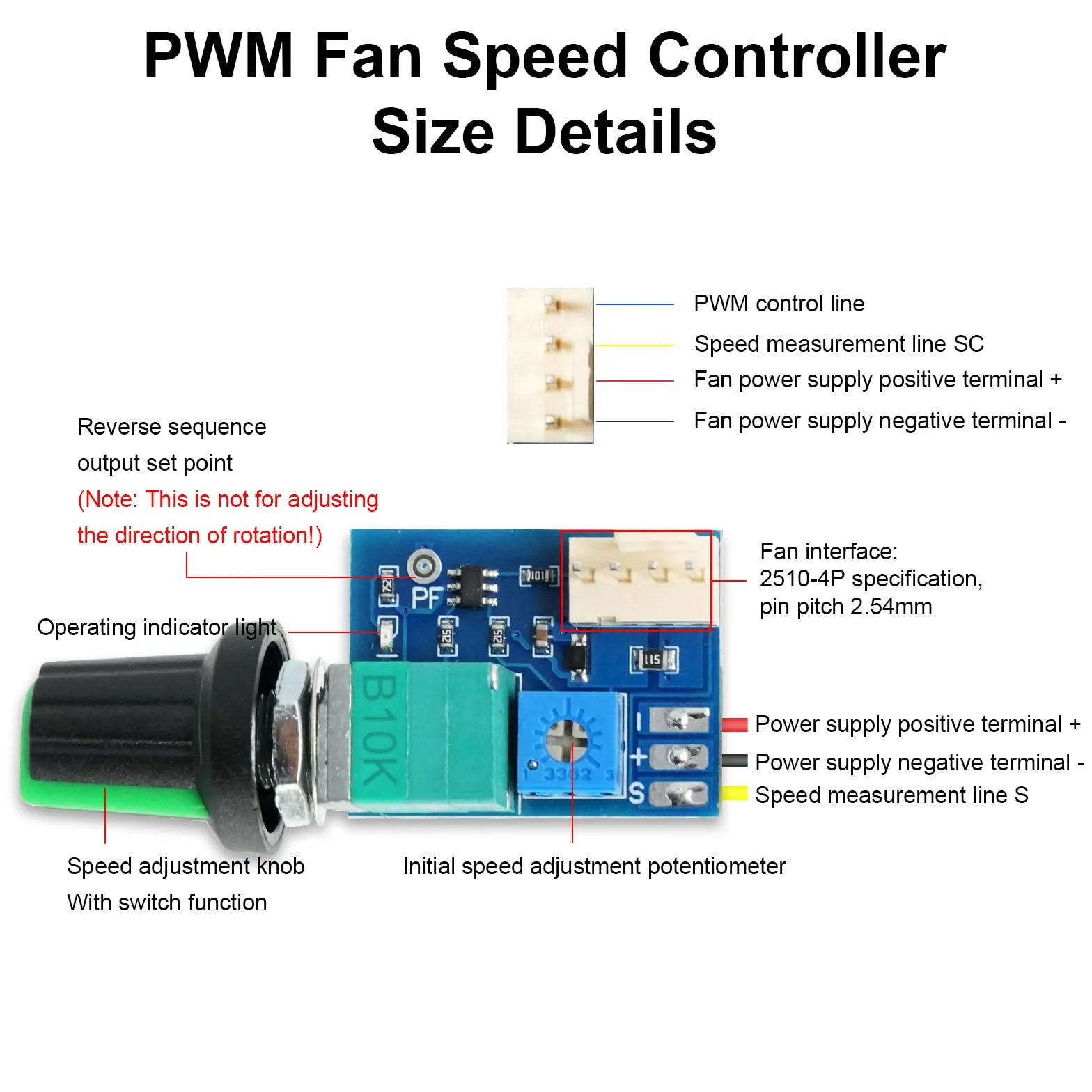 Regolatore di velocità della ventola PWM 4Pins 1 canali fan controller per PC