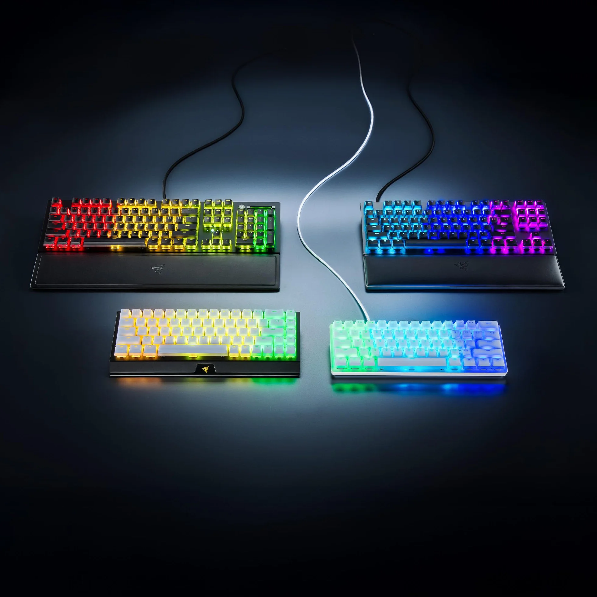 Razer Phantom Kit di upgrade dei tasti - Esclusivi tasti stealth con lati traslucidi che risplendono con l'illuminazione Razer Chroma RGB, US- & UK-Layout, Bianco