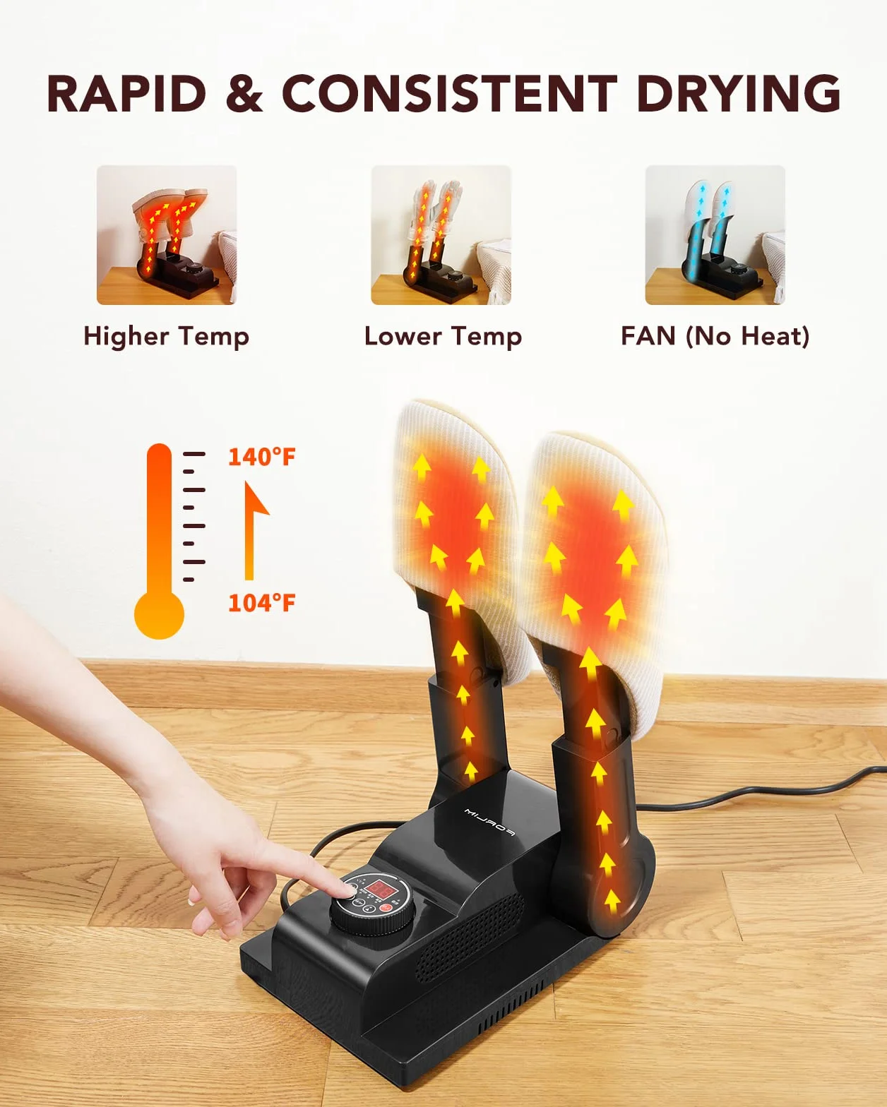 FORLIM Asciuga scarpe elettrico con supporto regolabile 180° e connettori telescopici pieghevoli