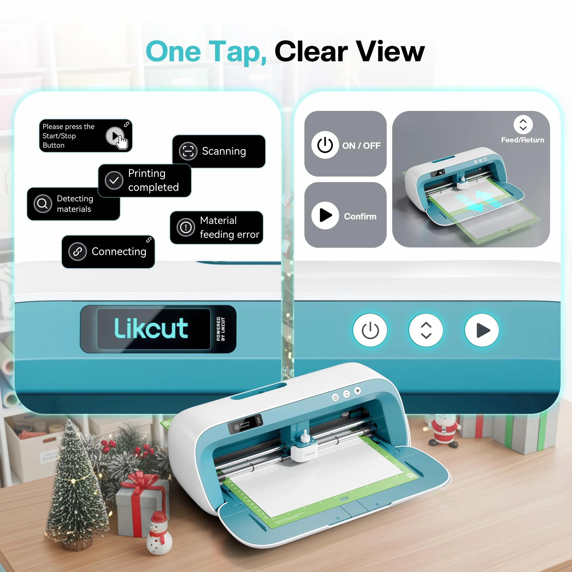 Likcut S41 Plotter da Taglio A4, Starter Kit per Principianti, Macchina per Stickers con Stampa e Taglio, Taglia Vinile, HTV e Cartoncino, Blu