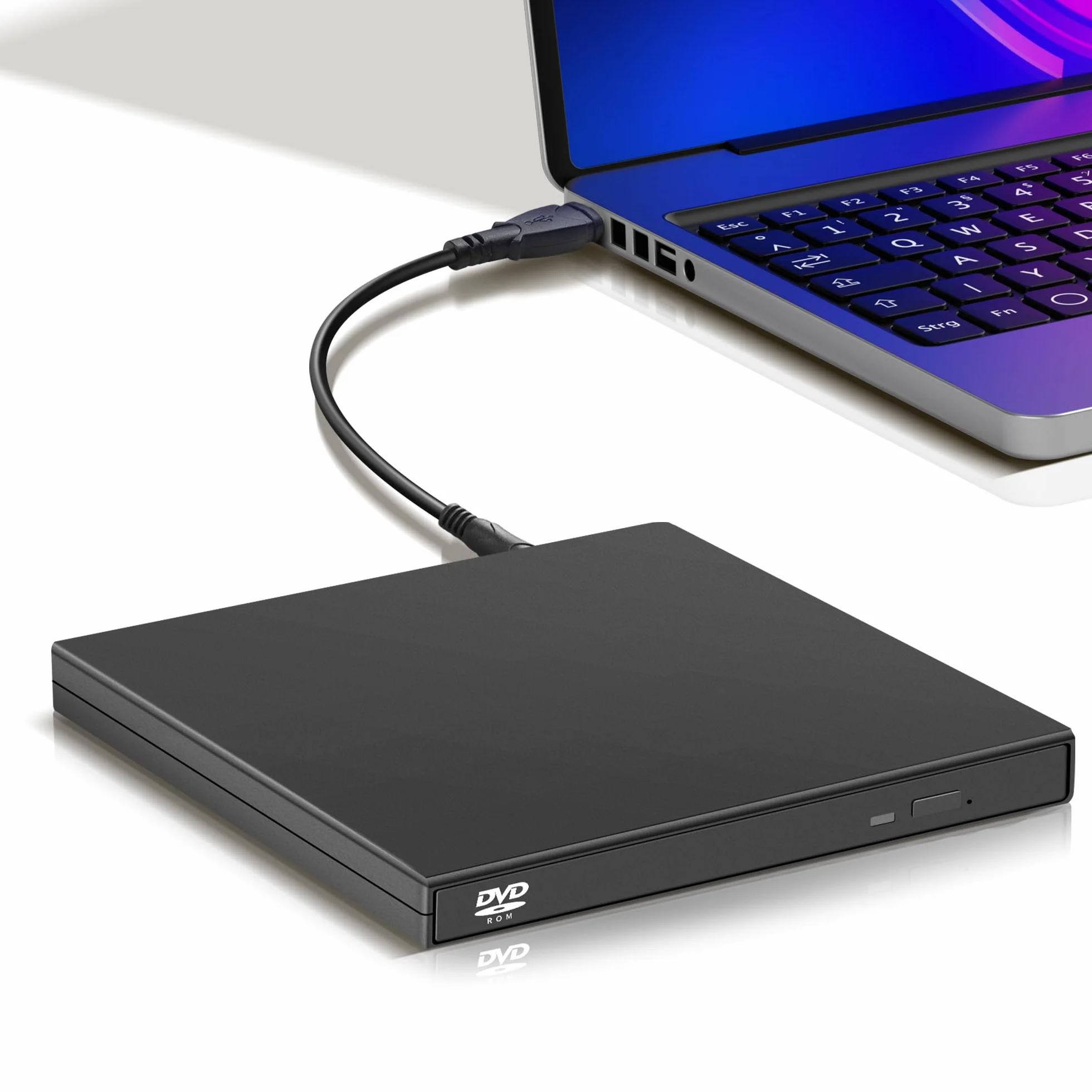 YAODHAOD Unità CD DVD esterna, USB 2.0 portatile, lettore CD RW, lettore DVD per computer portatile, PC desktop Mac, Windows 11/10/8/7, Mac, Linux OS