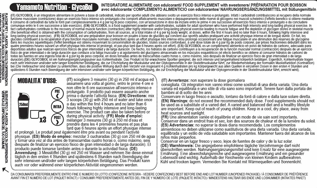 GlycoBol Cluster Dextrin integratore alimentare ciclodestrine ramificate 500 g Arancia