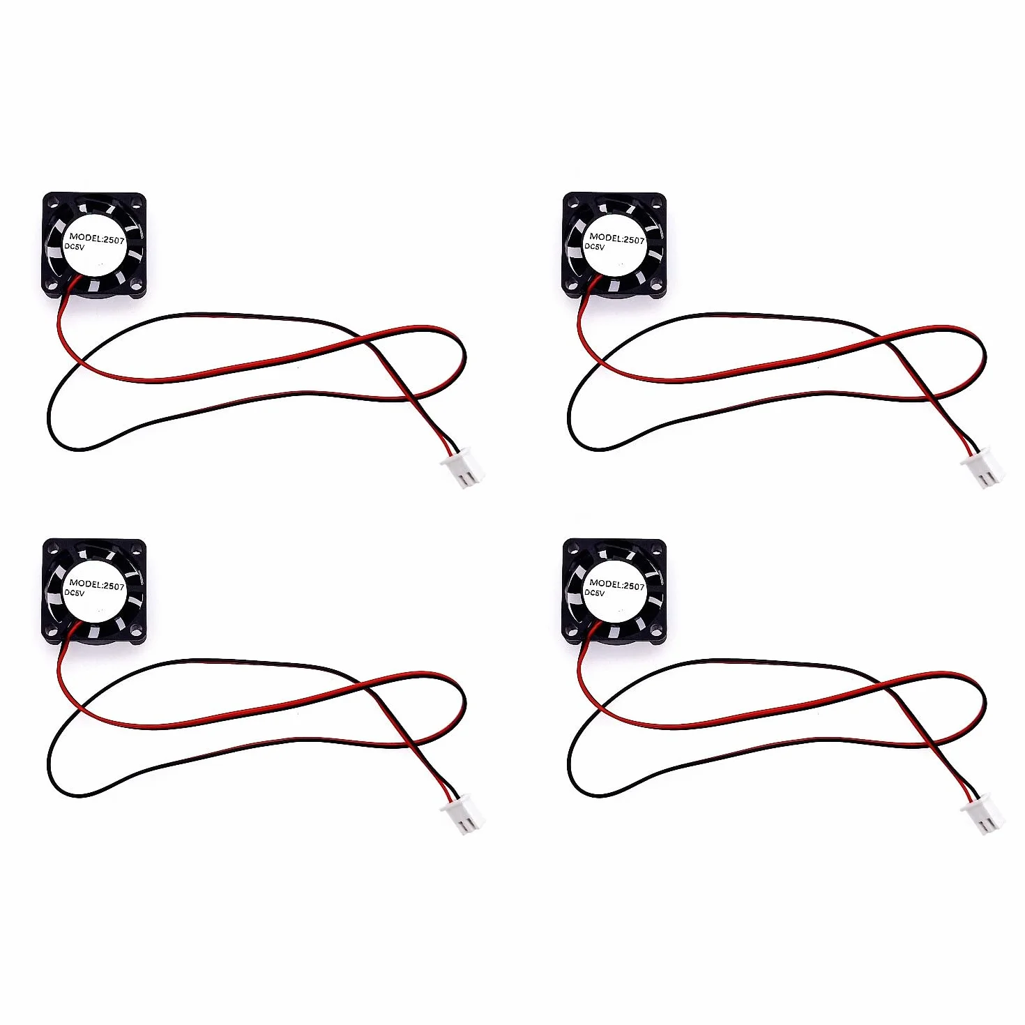 JZK 4PCS 25x25x7 mm DC 5V mini ventola di raffreddamento 25mm con connettore a 2 pin, 9800 rpm, 0.08A, 2507 ventola DC brushless 2.5cm per scheda di sviluppo, scheda grafica, ventola per stampante 3D