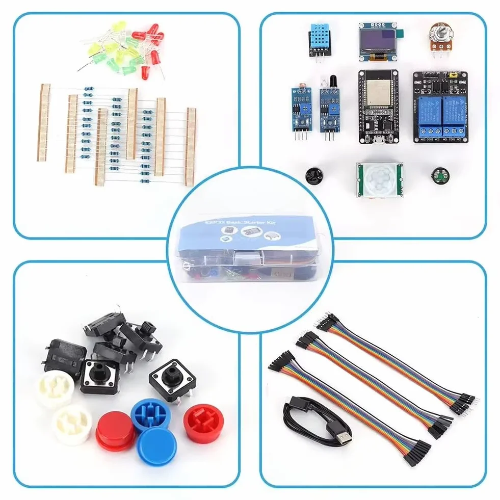 1 pz Kit di base per principianti ESP32 Kit di apprendimento per scheda di sviluppo WiFi Bluetooth ESP-32S