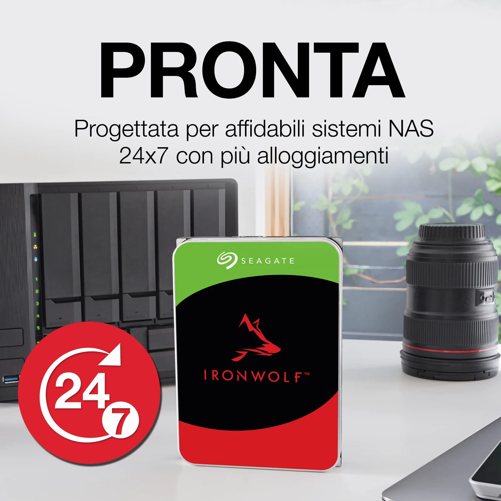 Seagate IronWolf, 4TB, Hard Disk SATA da 6GBit/s, HDD, CMR 3,5" 5.900 RPM, Cache da 64 MB per NAS con Sistema RAID, 3 anni Rescue Services (ST4000VN008)