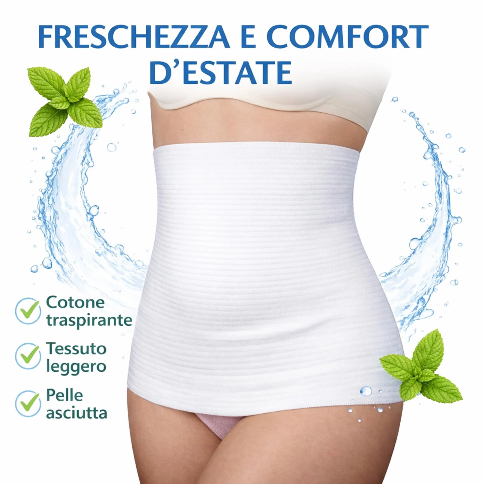 Fascia Elastica Lombare Traspirante in Cotone 30 cm - Supporto Schiena Addominale Uomo Donna (L) Made in Italy