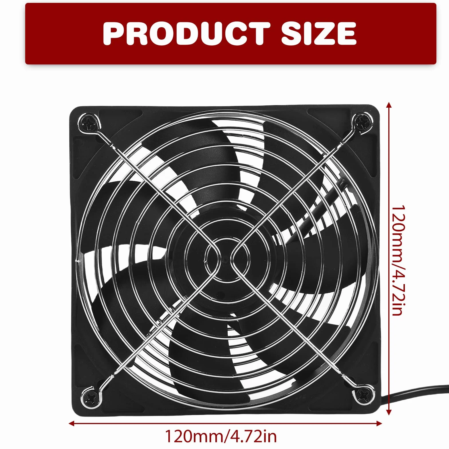 Ventola per PC, AC 220 V, ventola di raffreddamento brushless per PC e laptop, ventola da 120 mm con controllo della velocità, ventola per case da 120 mm ottimizzata per pressione statica (nero)