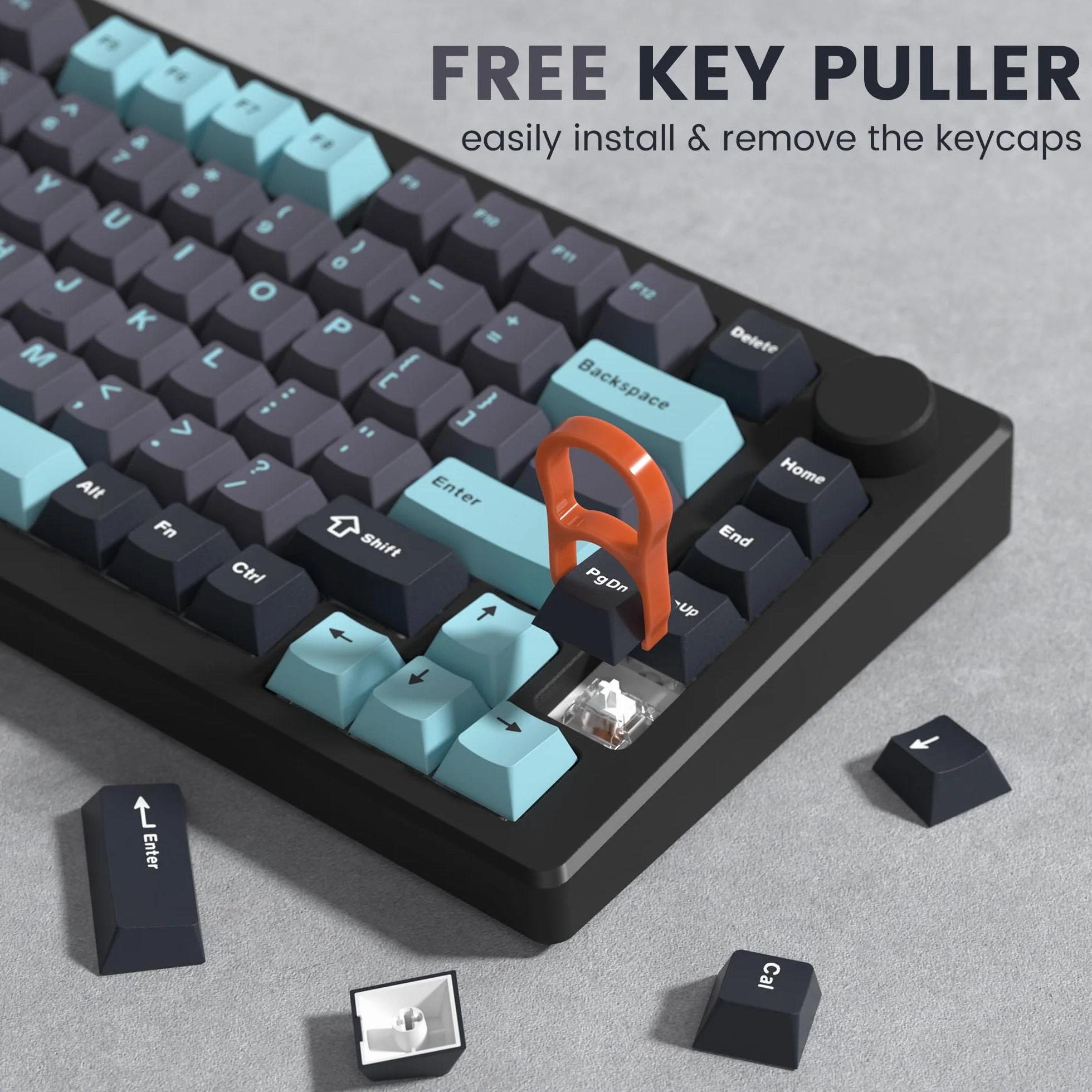 dagaladoo Set di keycap Double Shot, copritasti personalizzati in PBT, set completo da 189 tasti, con profilo ISA per 60% 65% 70% 100% MX switch (grigio/blu scuro, solo tastiere)