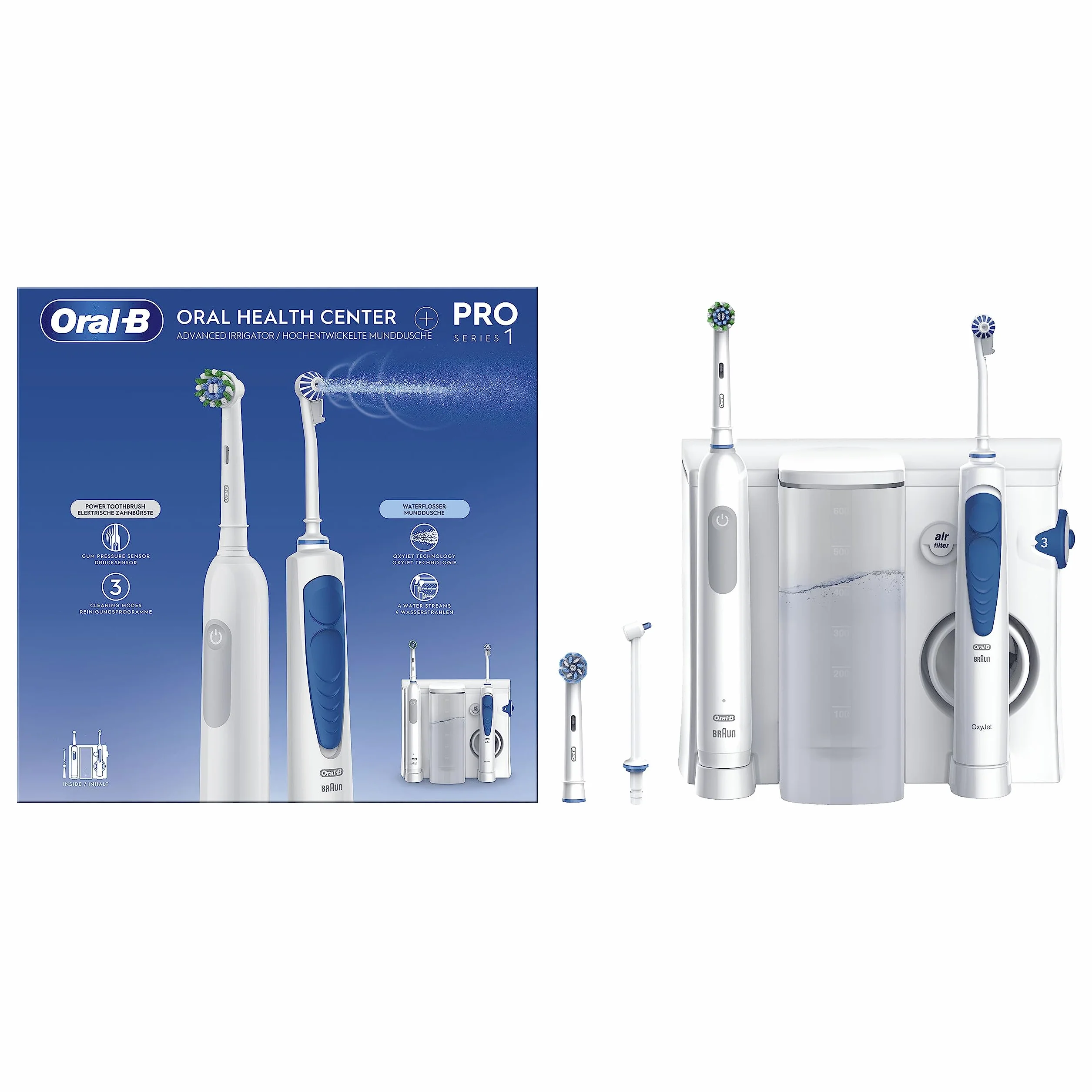 Oral-B Idropulsore Spazzolino Elettrico Ricaricabile Pro Series 1 con Oxyjet e Waterjet