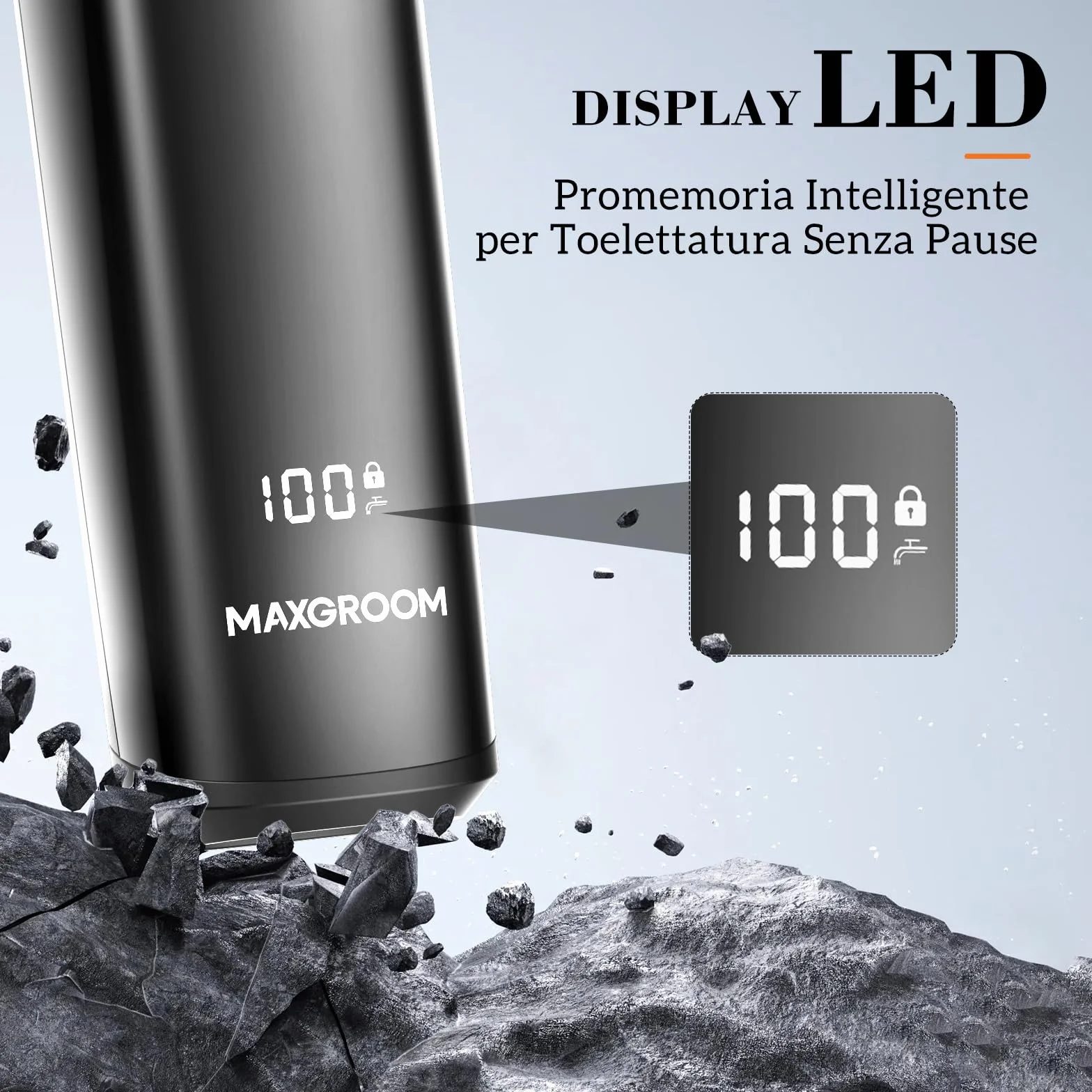 MAXGROOM 2 in 1 Rasoio Elettrico Corpo Uomo a Umido e Secco, Depilatore Corpo con 2 Testine, Display LED