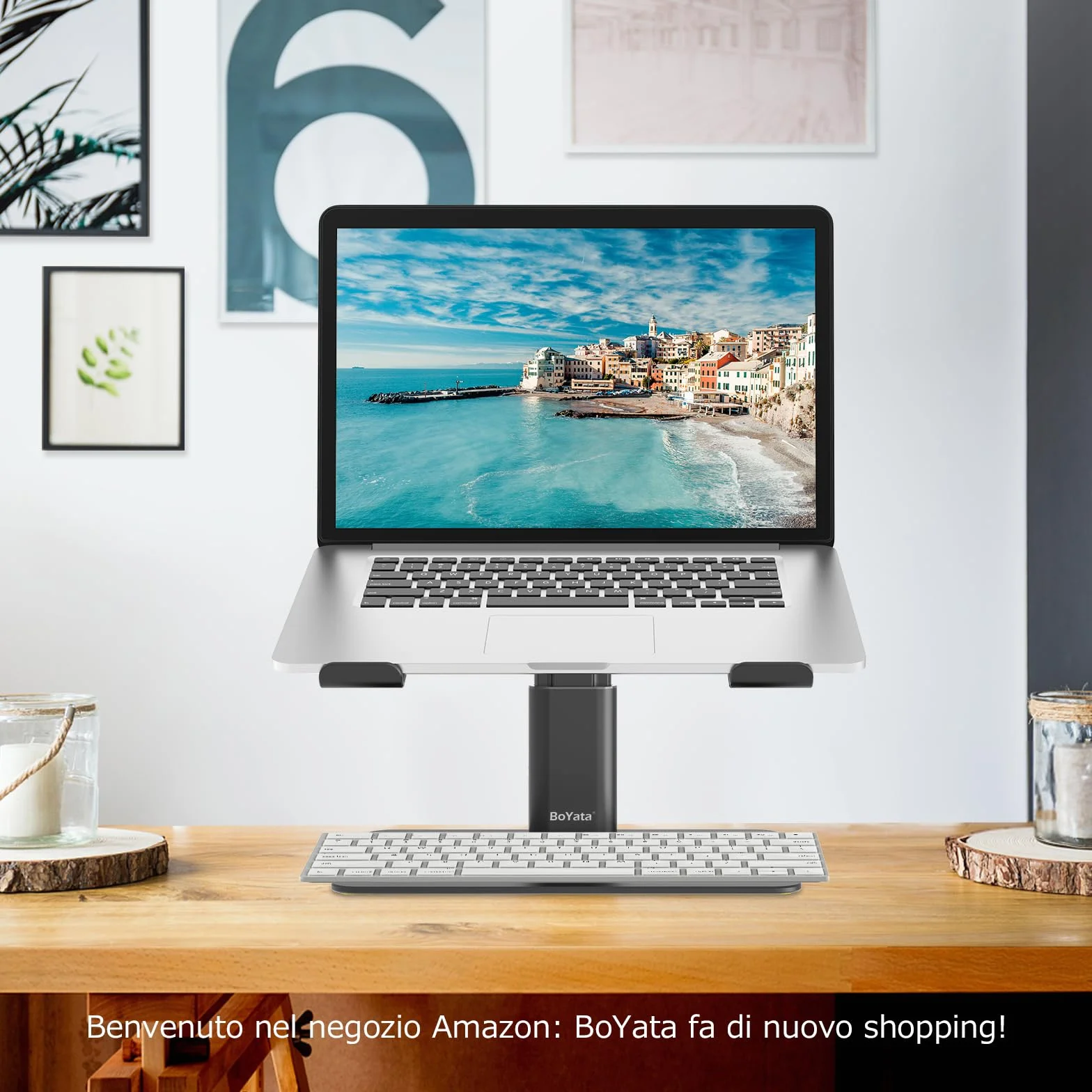 BoYata Supporto PC Portatile, Supporto per Laptop Ventilato Regolabile in Altezza, Supporto per Notebook Compatibile con MacBook Pro/Air 10-15,9 '', HP, Dell, Surface, Samsung, Acer