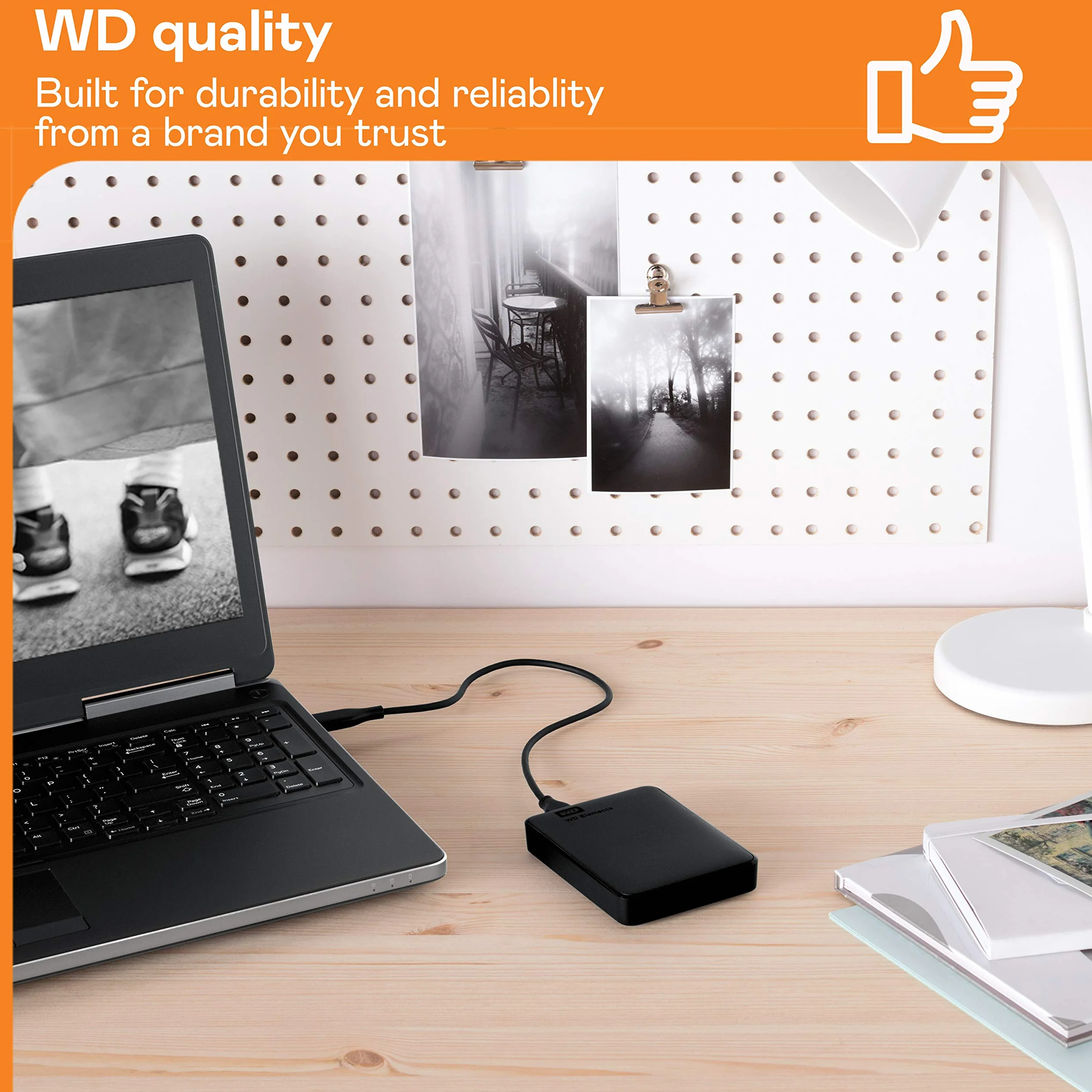 WD 2TB Elements External Portable Hard Drive, USB 3.2 Gen 1 SuperSpeed/USB 3.0, Plug-and-Play, Black