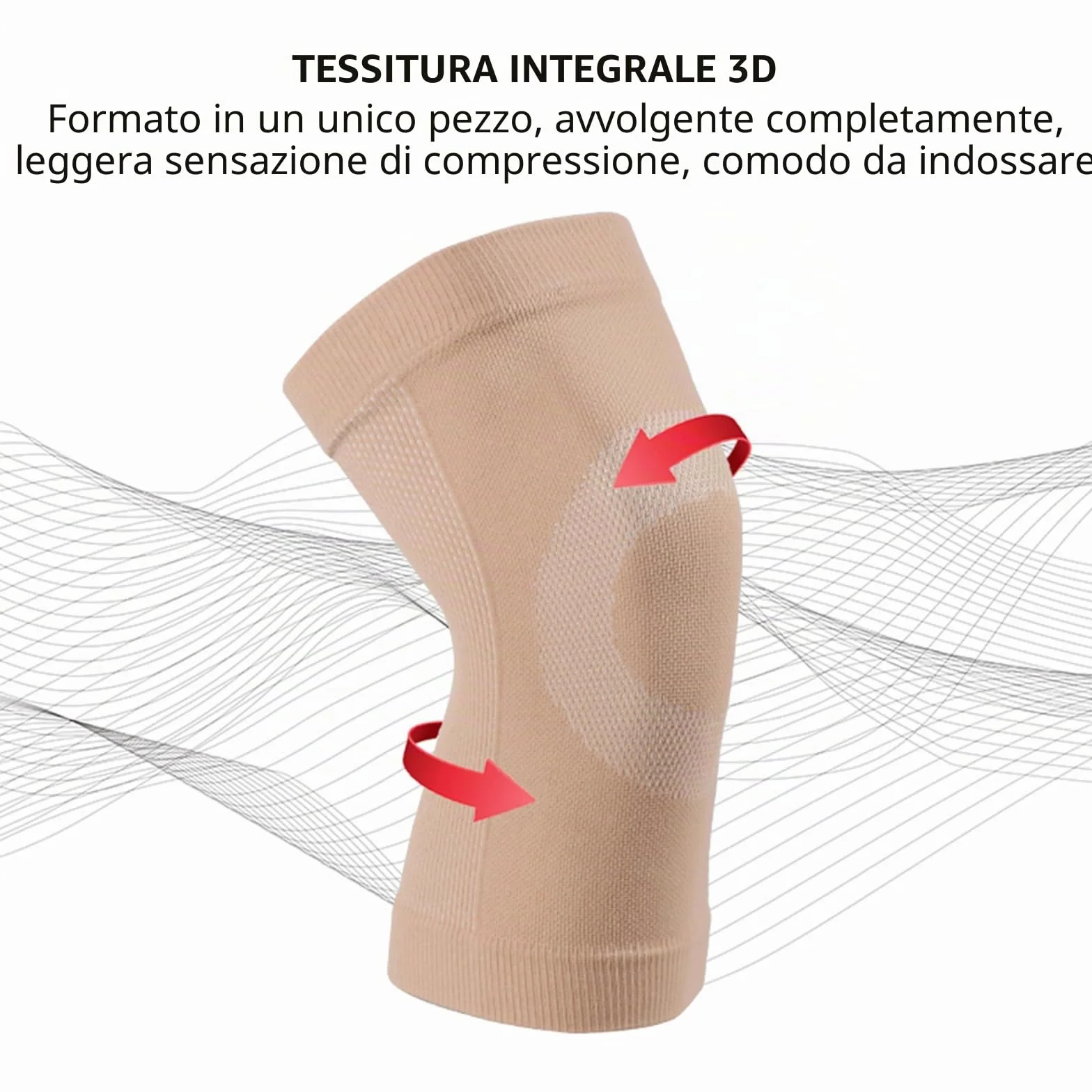 Tutore Ginocchio Elastico Compressione Sportiva per Dolori Articolari, Artrite, ACL, Recupero Lesioni, Corsa 2 Pezzi (M, Beige)