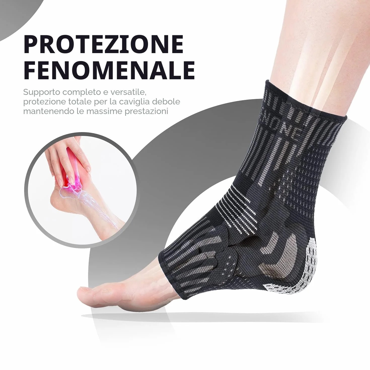 Cavigliera Sportiva Confezione da 2, Tutore Caviglia Distorsione, Supporto Ortopedico per Fascite Plantare, Caviglie Deboli, Tendinite Achille
