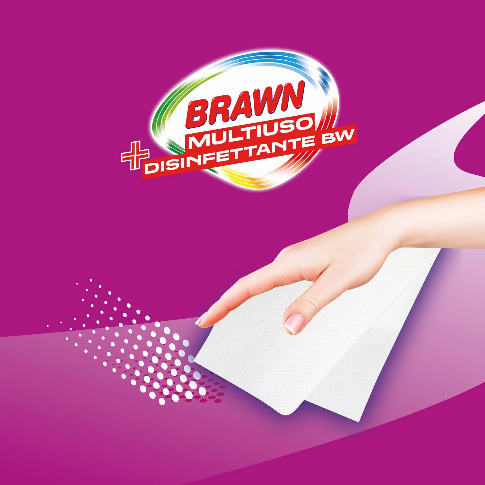 Brawn Salviette Disinfettanti Multiuso 32 pz, Elimina 99,9% Batteri Funghi Virus, Presidio Medico Chirurgico