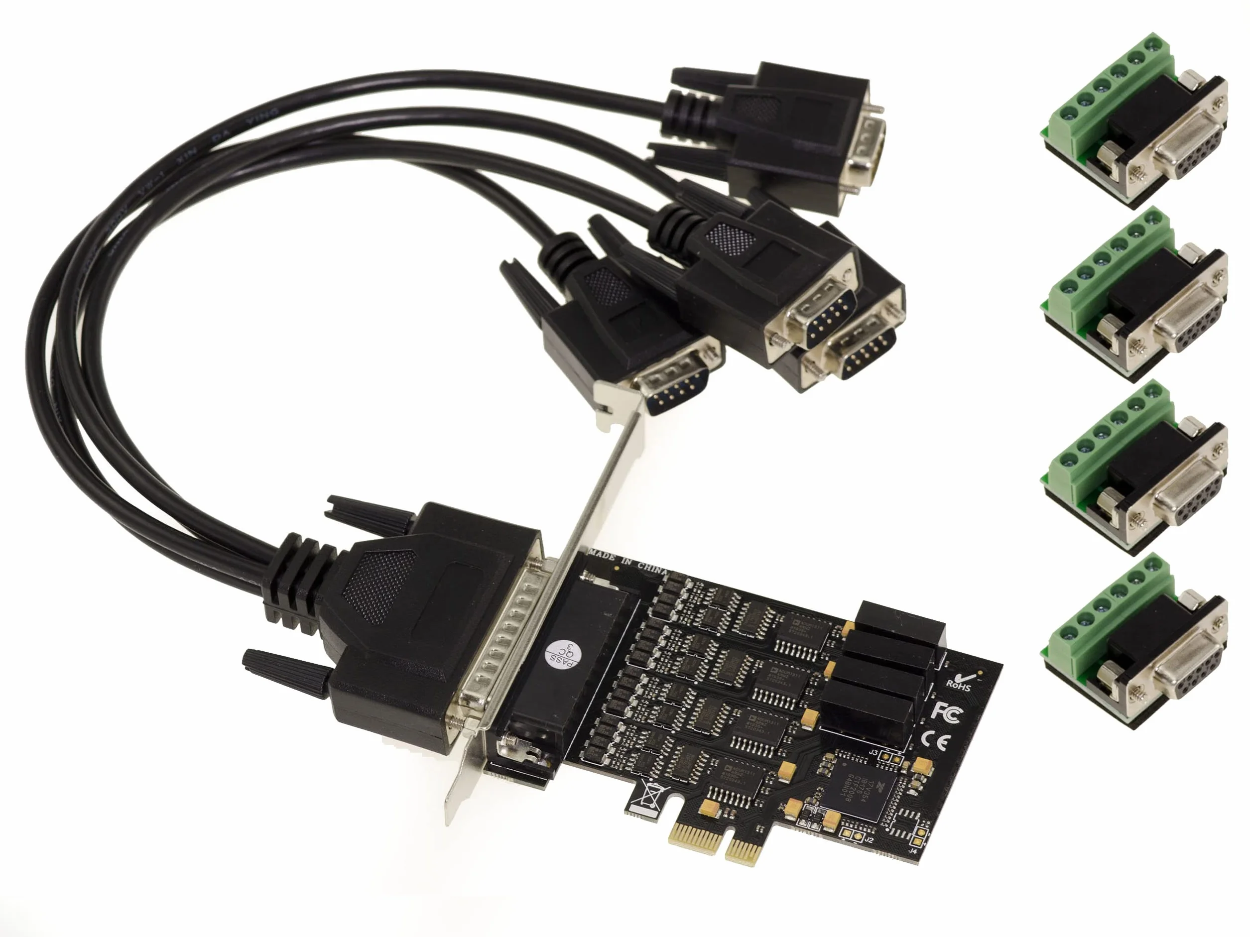 KALEA-INFORMATIQUE Scheda controller PCI Express PCIe a 4 porte RS422 RS485 con chipset EXAR XR17V354. Windows XP/Vista/Seven/8/10/11, Windows Server 2003/2008/2012, Linux
