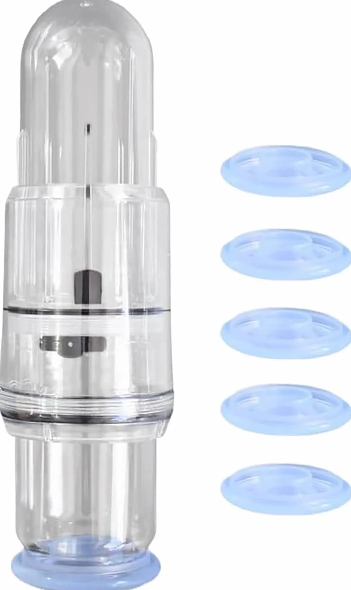 Pompa a Vuoto Manuale per Uomo con 5 Anelli in Silicone, Kit Vacuum Maschile