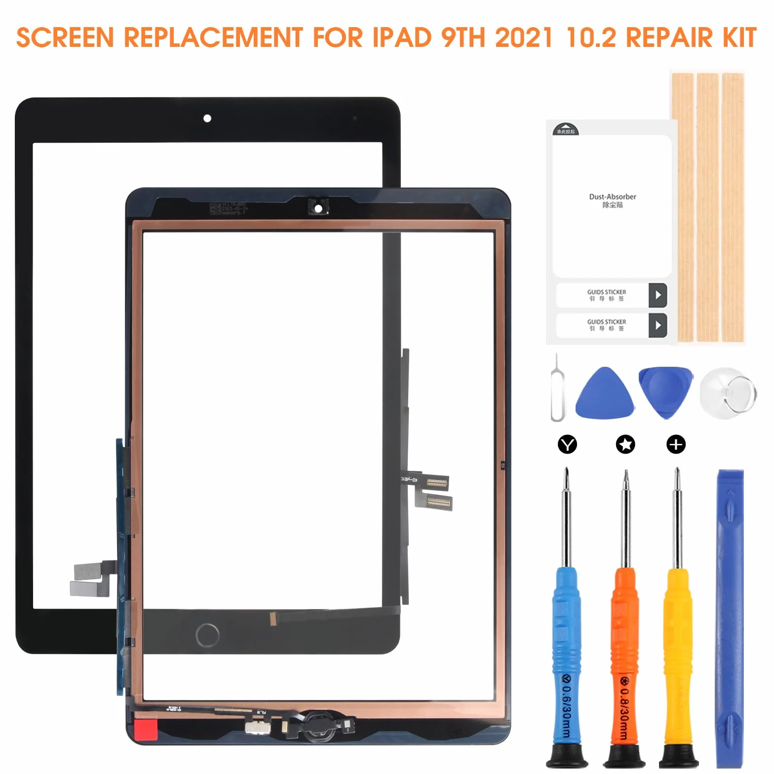 Atwist Schermo per iPad 10.2 9th 2021 Generazione Touchscreen, Schermo per a2602 Touch Screen Digitizer Vetro Sostituzione A2602 A2603 A2604 A2605(con Home Buttone,Non LCD) (Nero)