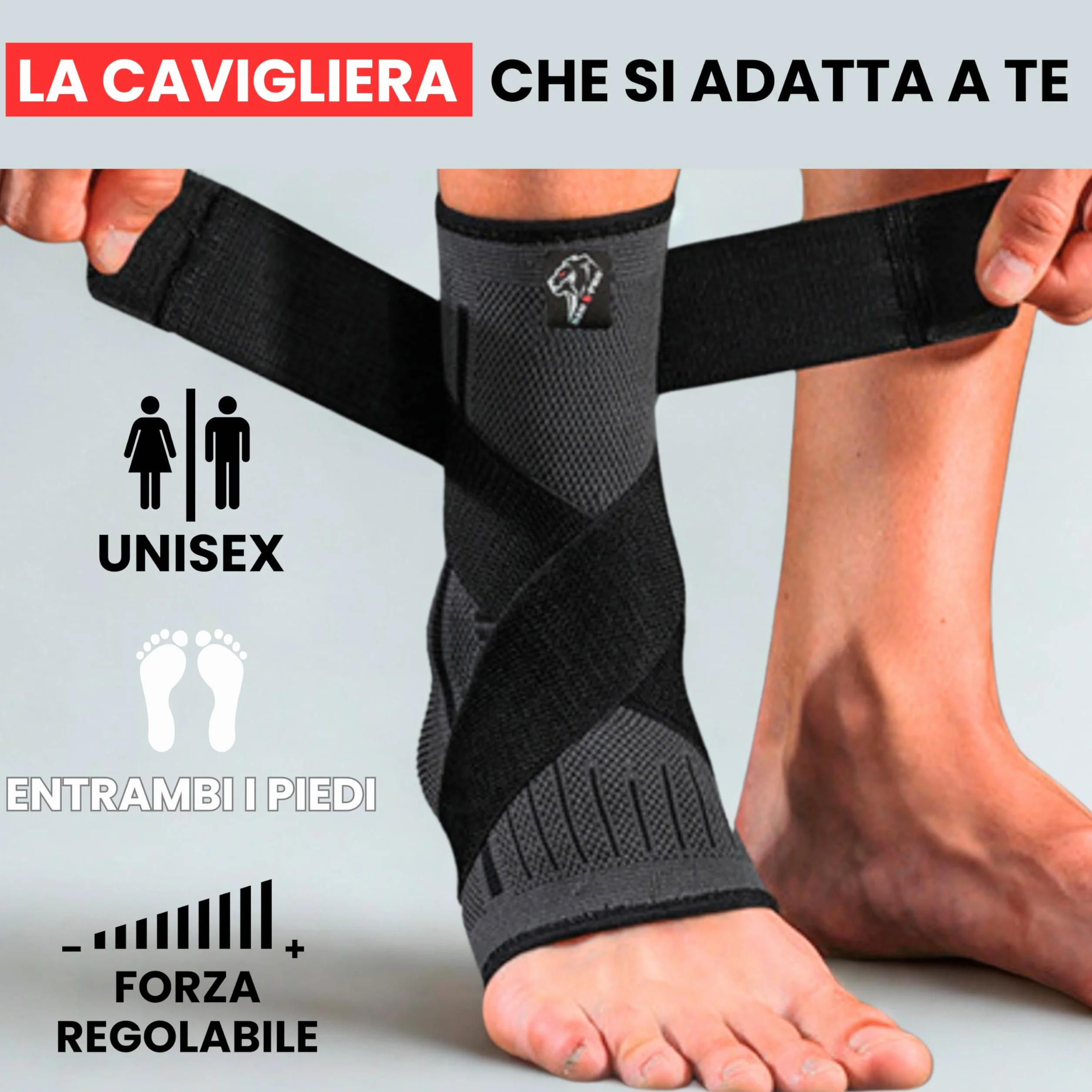 Cavigliera Sportiva per Distorsione Supporto Ortopedico Caviglia con Fascia Elastica Protezione Legamenti Uomo Donna Nero XL