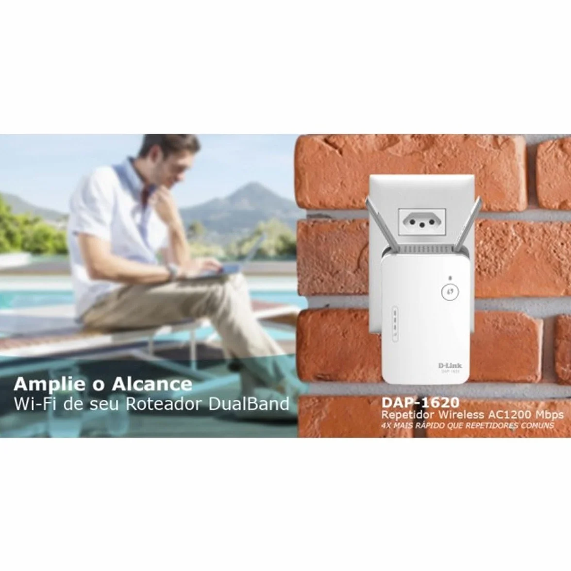 D-Link DAP-1620 Range Extender Universale/Ripetitore Wi-Fi AC1300, Dual Band, 2 Antenne Esterne a Scomparsa, 1 Porta Ethernet Gigabit 10/100/1000 Mbps, Pulsante WPS, Bianco