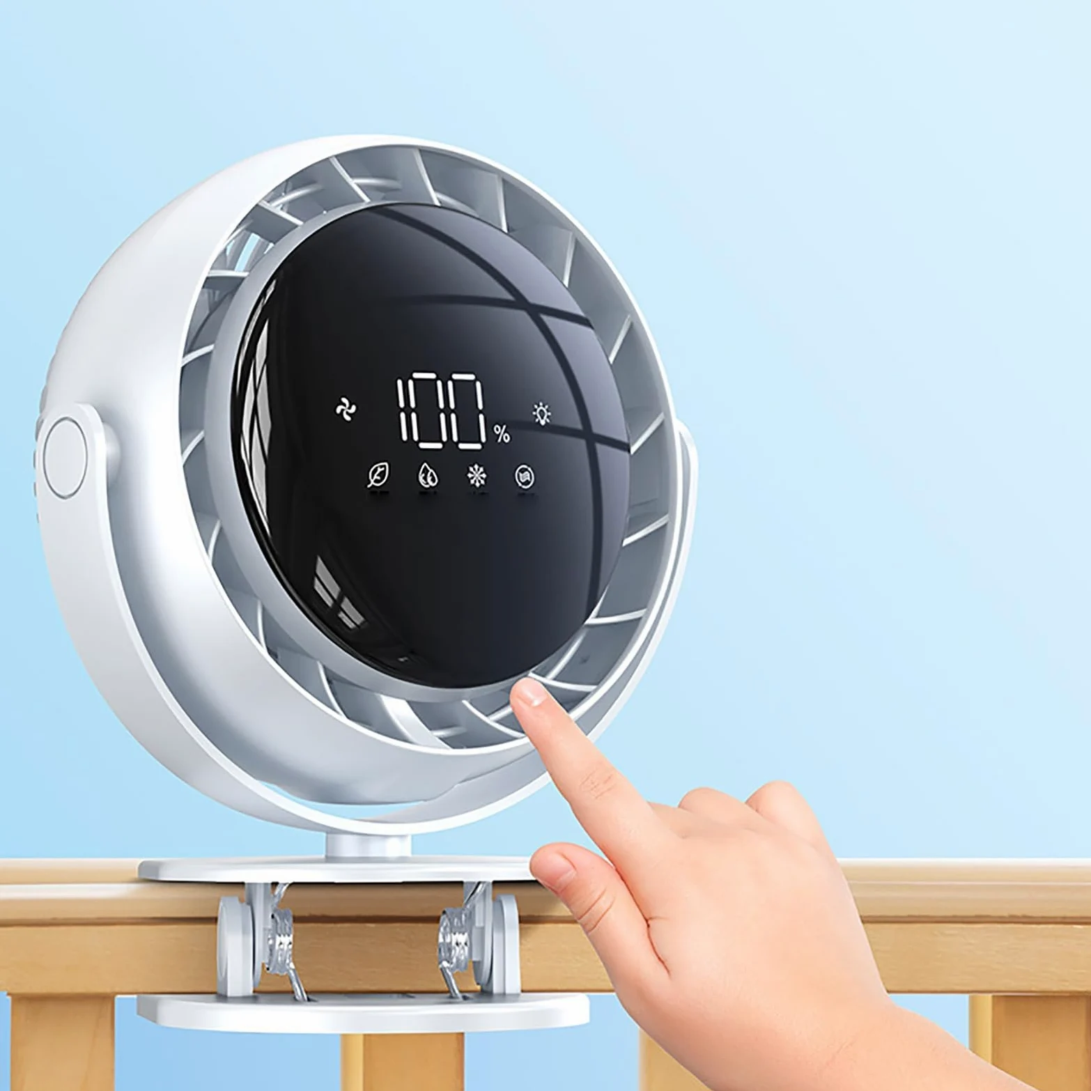 Ventilatore portatile ricaricabile con clip, ultra silenzioso, con forte flusso d'aria, 4 impostazioni di velocità, mini ventilatore USB per casa, ufficio e uso esterno (blu)