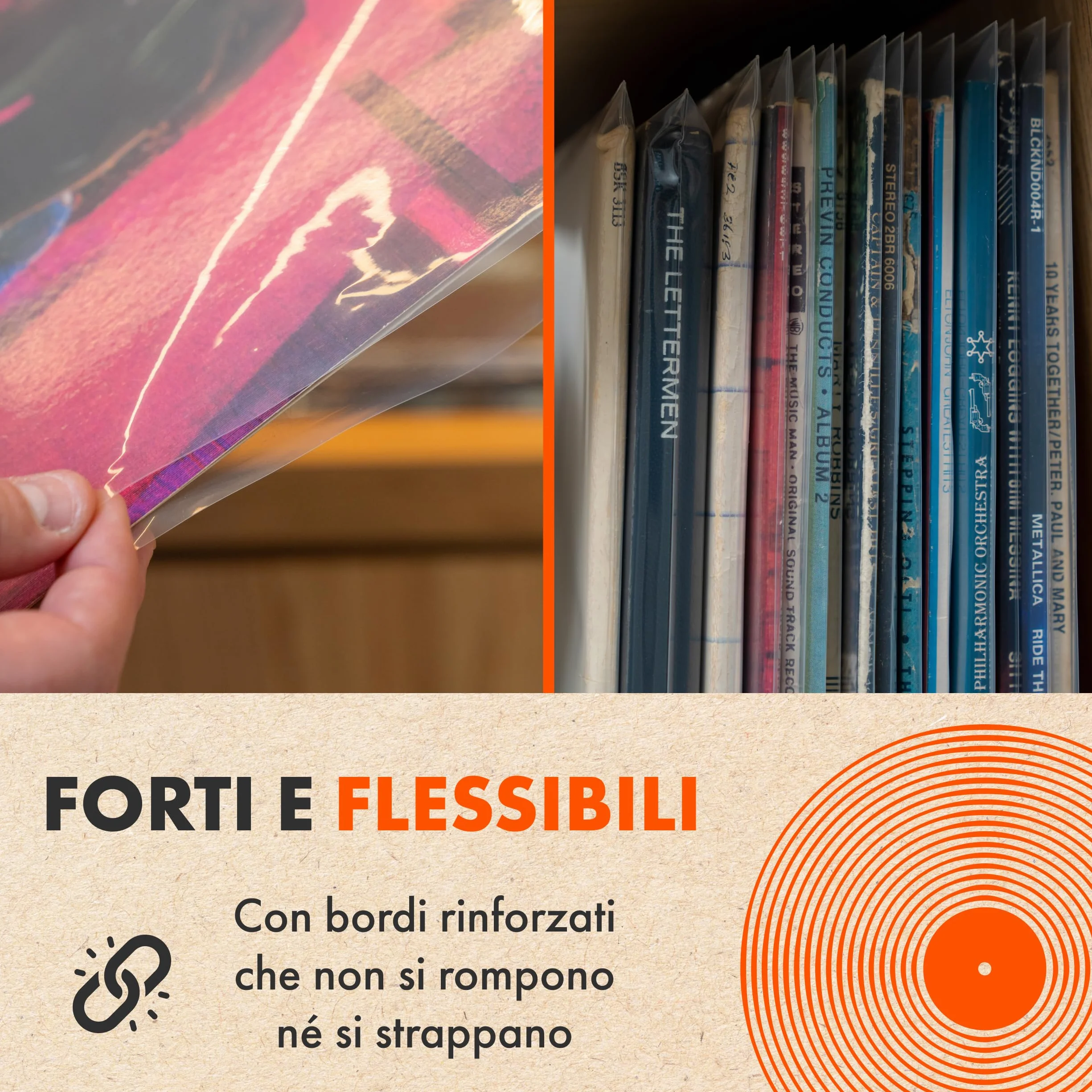 SPINCARE 100x Custodie Esterne 12 Pollici con Protezione UV per Dischi in Vinile Density Custodia Protettiva per LP Singoli e Doppi Album | Polietilene Resistente per archiviazione e conservazione