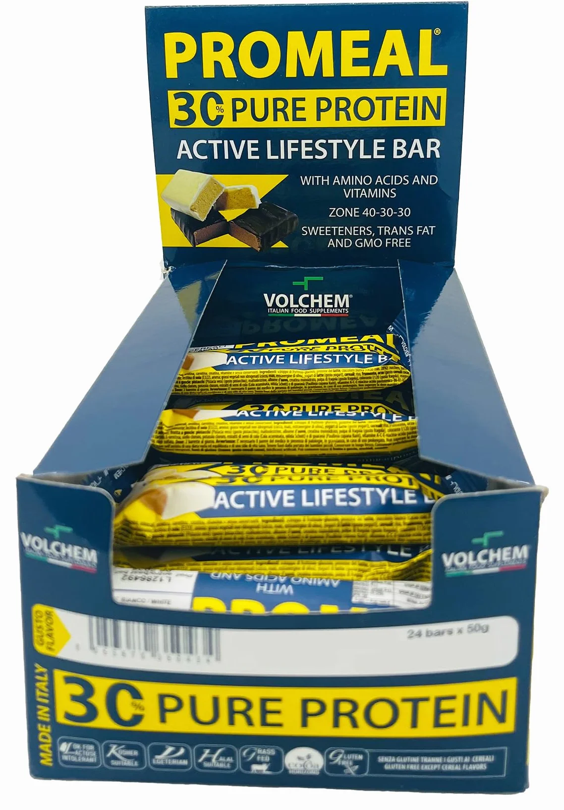 Volchem Promeal Zone 40-30-30 Barretta Proteico-Energetica 24 Barrette Menta