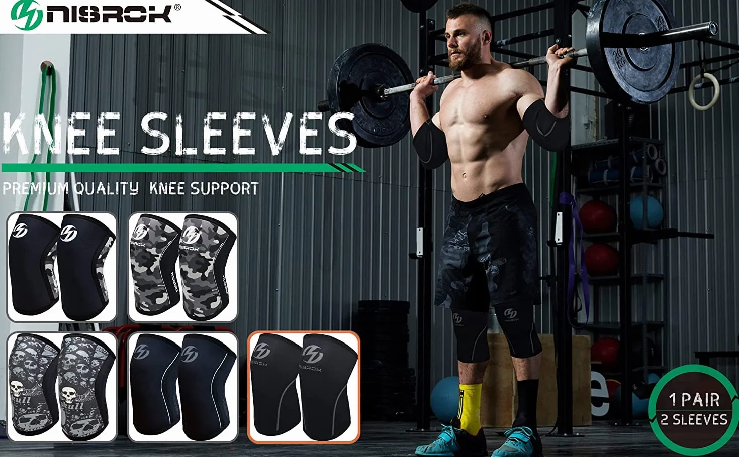 Ginocchiere a compressione in neoprene 7 mm 1 paio per cross training sollevamento pesi powerlifting squat