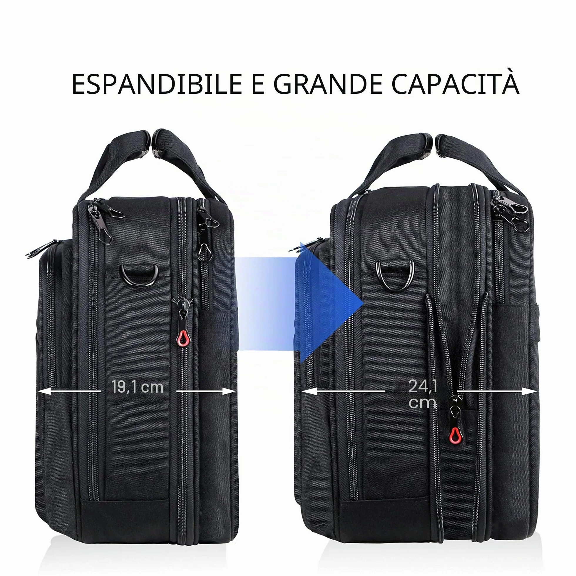 KROSER 18" Borsa del Portatile Cartella per Laptop Adatto per Laptop fino a 17,3 Pollici Borsa a Tracolla Espandibile Borsa per Computer con Tasche RFID per Viaggi/Affari/Scuola/Uomini/Donne-Nero