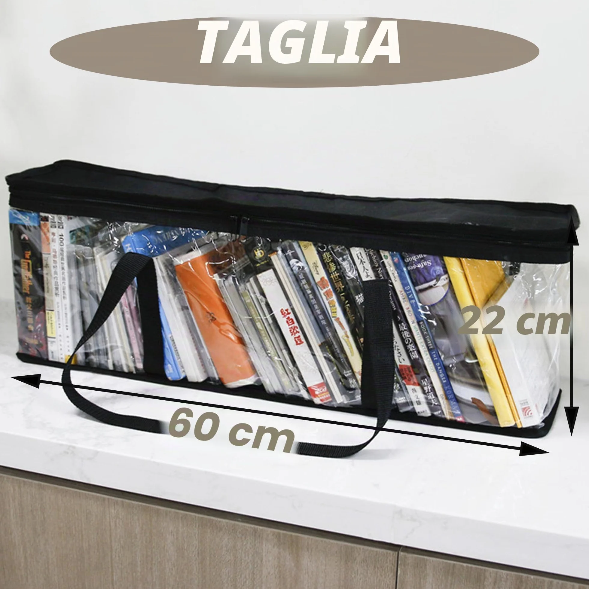 2 Pezzi Borse Porta Portatile per DVD, Custodia per Dvd Resistente Acqua Trasparente di Grande Capacità Custodia, Borse di Archiviazione per Trasporto per CD, Album, Libri (60x22x15.2cm)