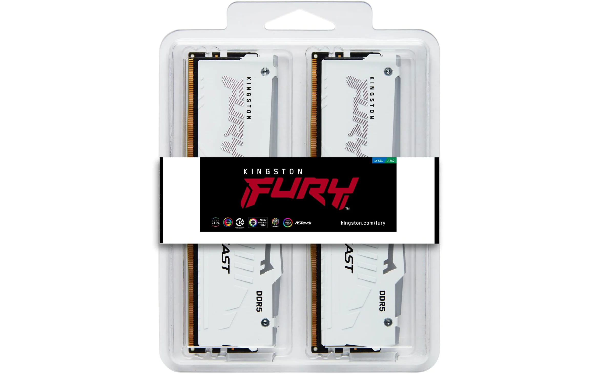 Kingston FURY Beast Bianco RGB 32GB (2x16GB) 5600MT/s DDR5 CL36 DIMM Memoria Gaming per Computer Fissi Kit da 2 AMD EXPO/ Intel XMP - KF556C36BWEAK2-32