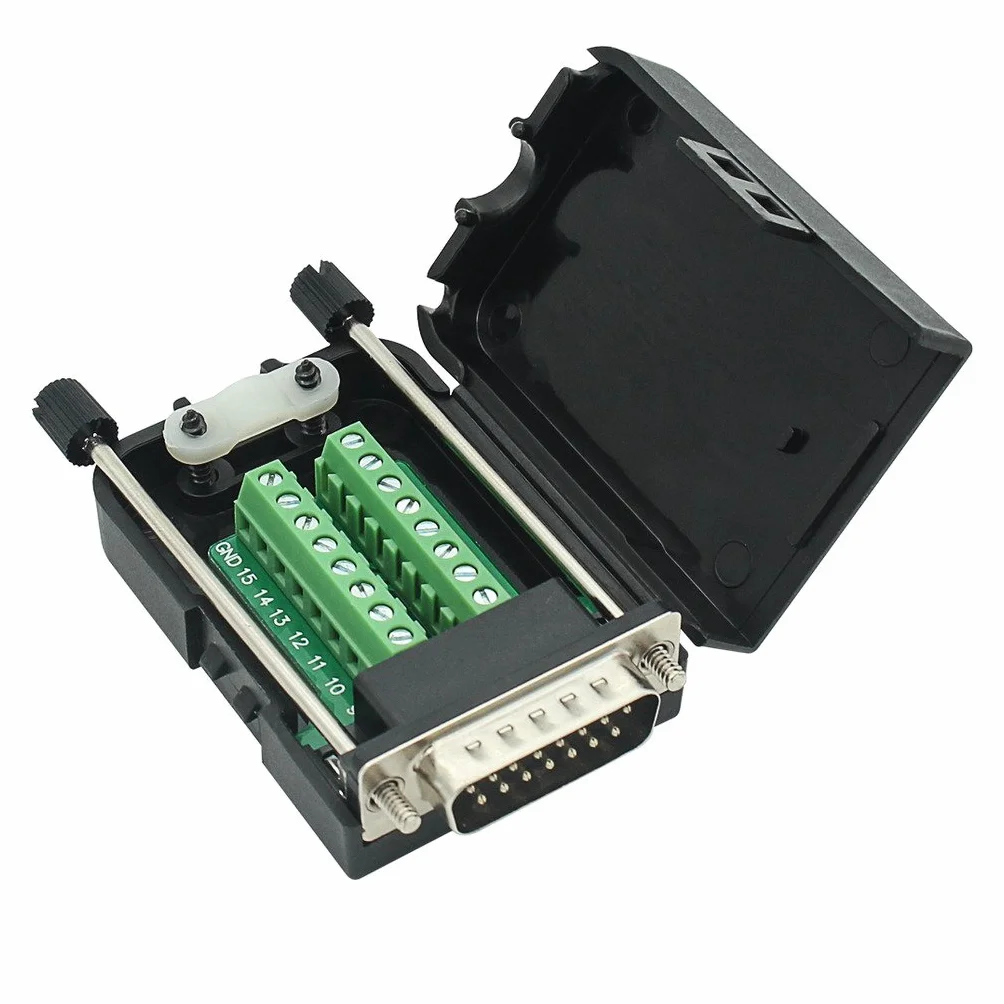 DB15 Breakout Adattatore porta 15 pin a terminale Modulo di segnale con alloggiamento (connettore maschio, vite con custodia)