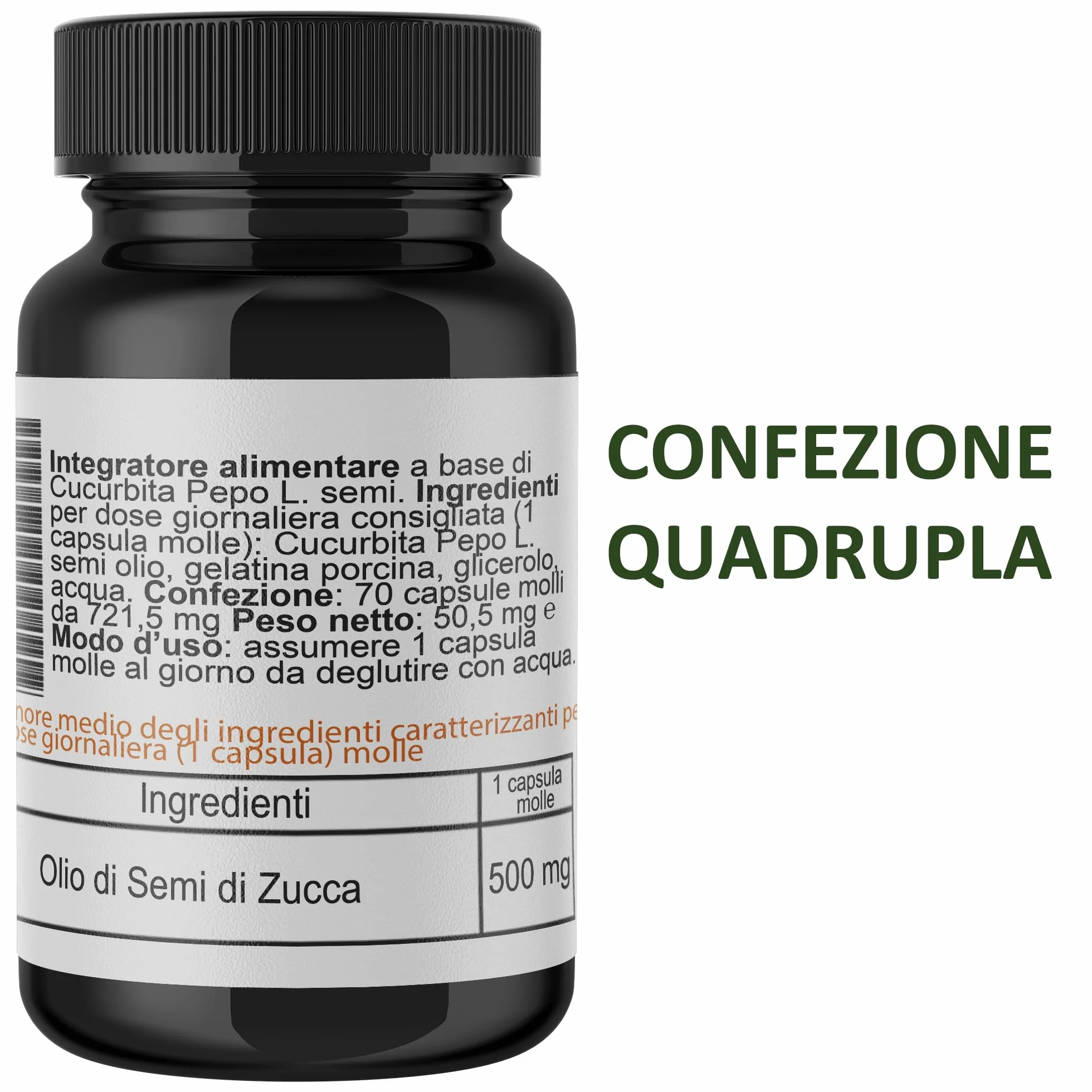 Semi Di Zucca 280 Perle Softgels Olio Spremuto a Freddo Acido Linoleico Oleico Omega 3-6-9