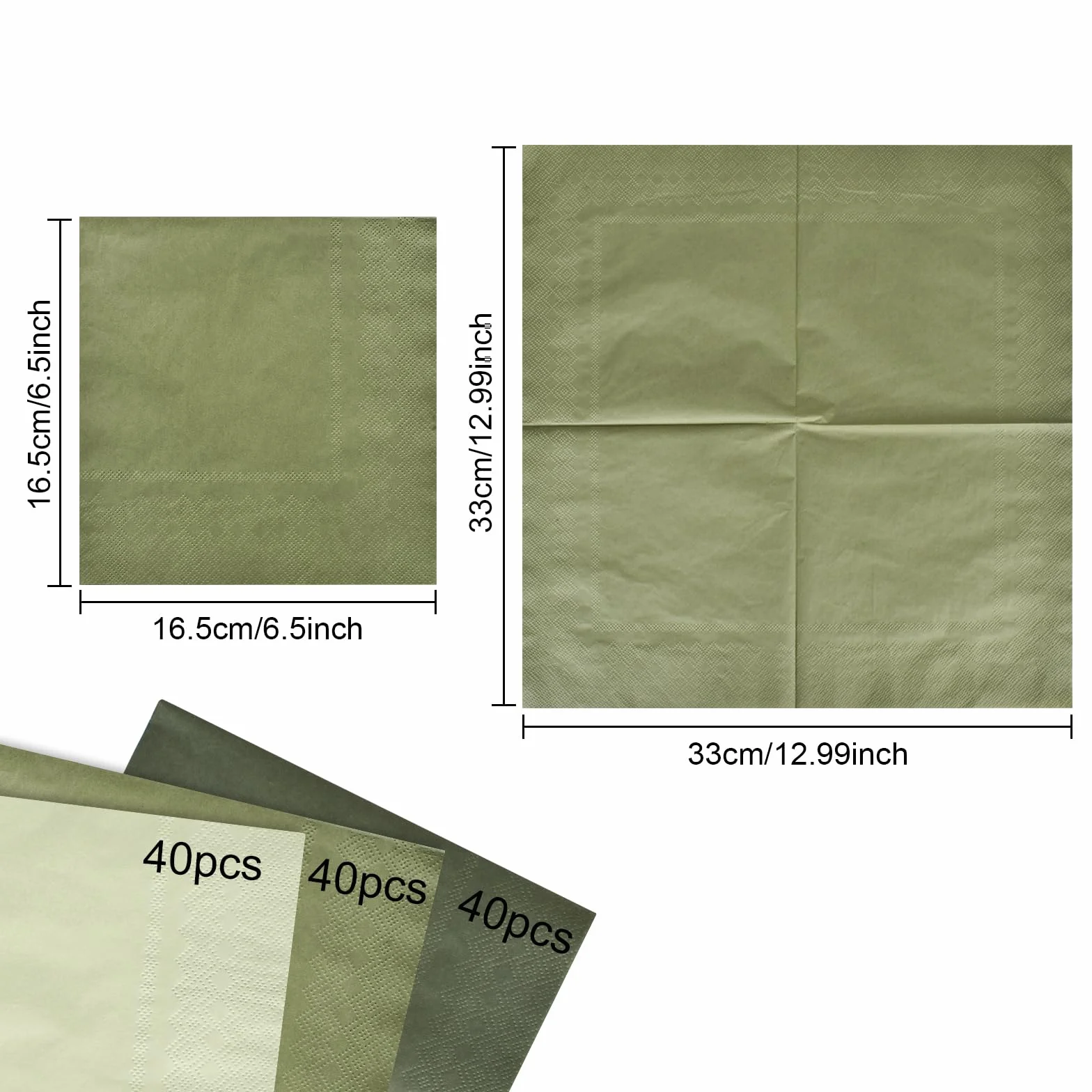 Tovaglioli di carta verde 33 x 33 cm quadrati per feste matrimoni