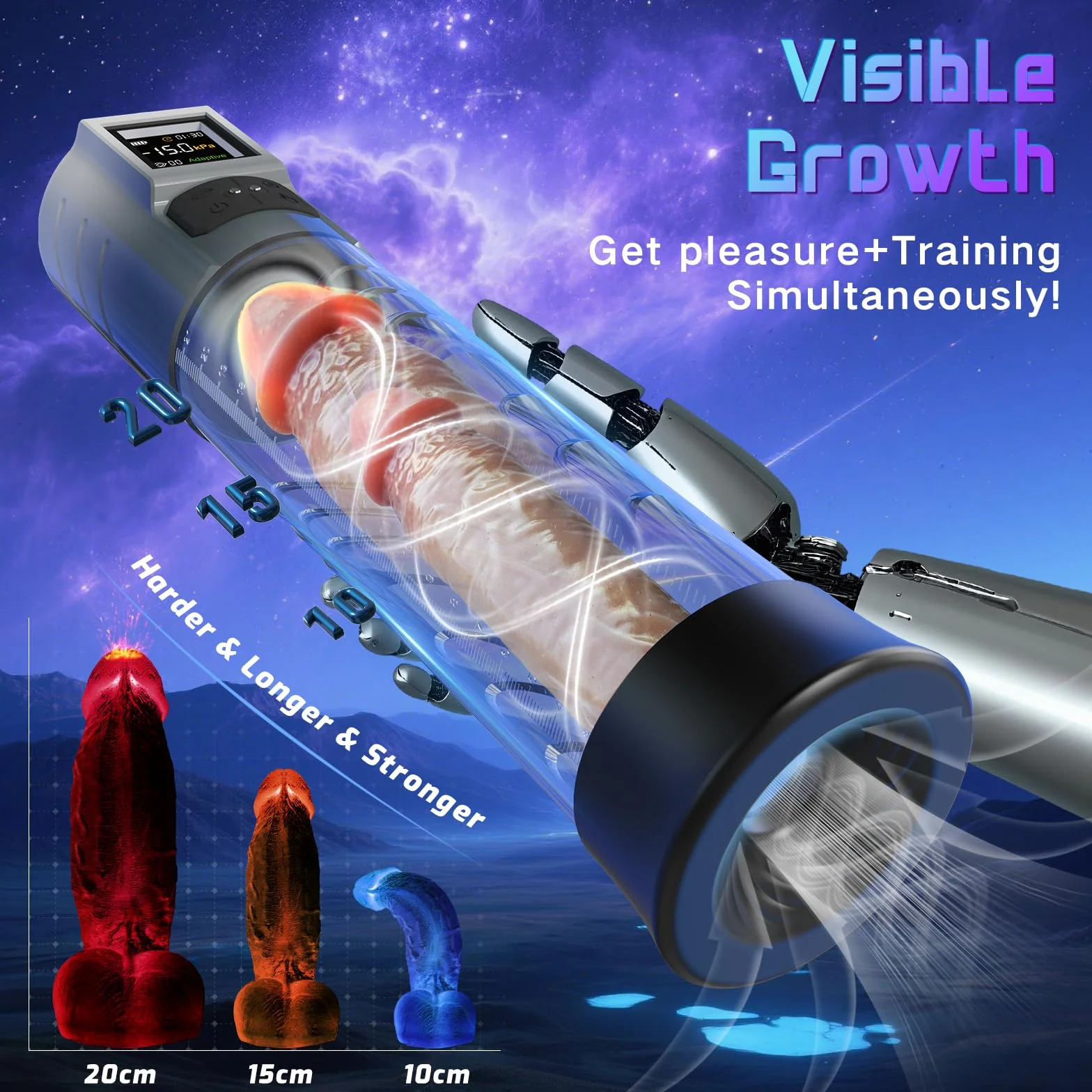 HIVEFUN Pompa Pene Masturbatore Uomo, Sex Toy Maschile con 6 Modalità di Aspirazione, Vacuum Device