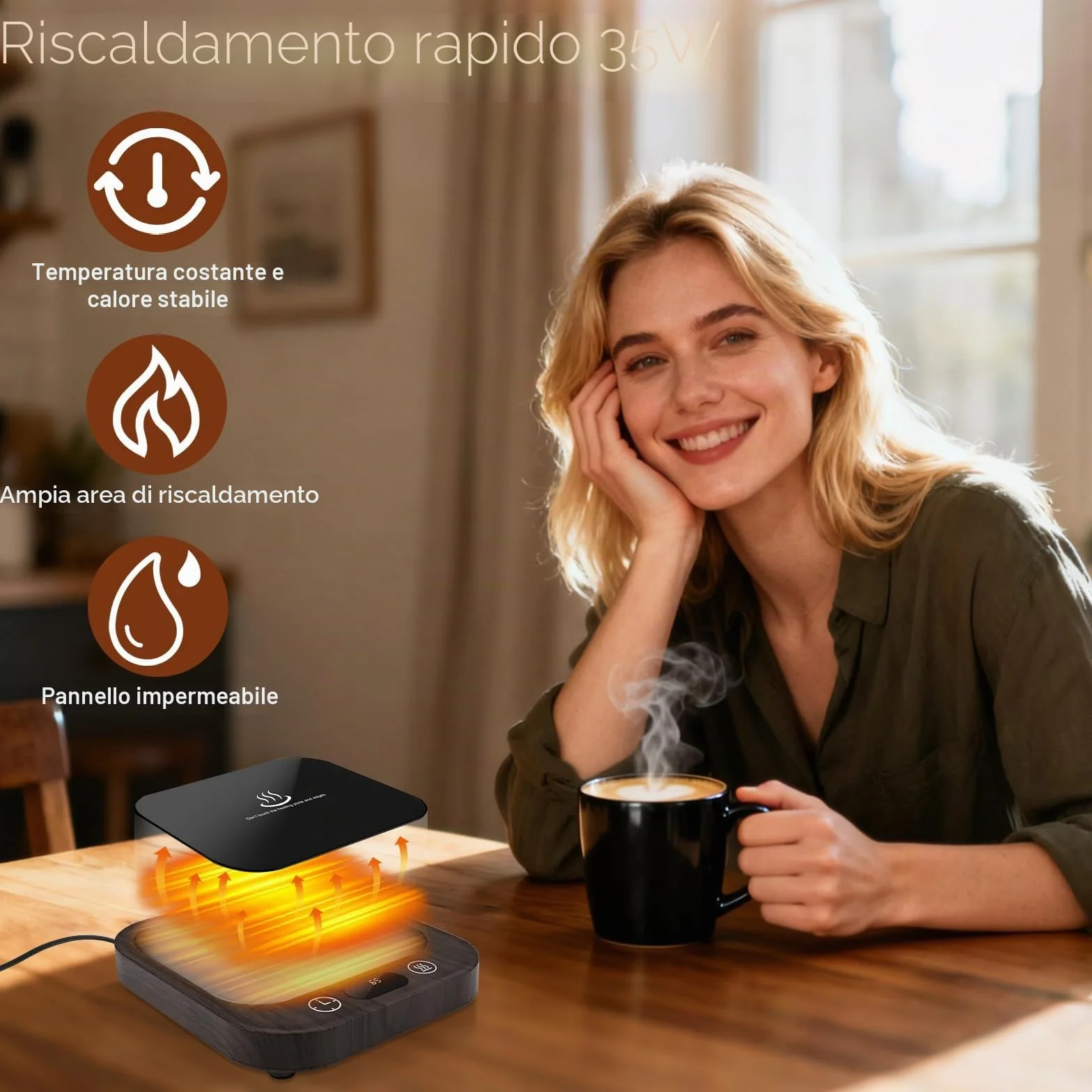 Scaldatazze Scalda Tazze,con 4 Impostazioni Temperatura, con Spegnimento Automatico,Scalda Tazzine da Caffè per Latte, Tè, Acqua