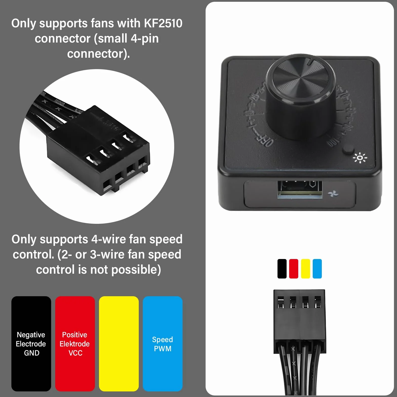 Aideepen 4 Pin 12V PWM Fan Controller Type C Power Supply for PC Housing DIY Water Cooling