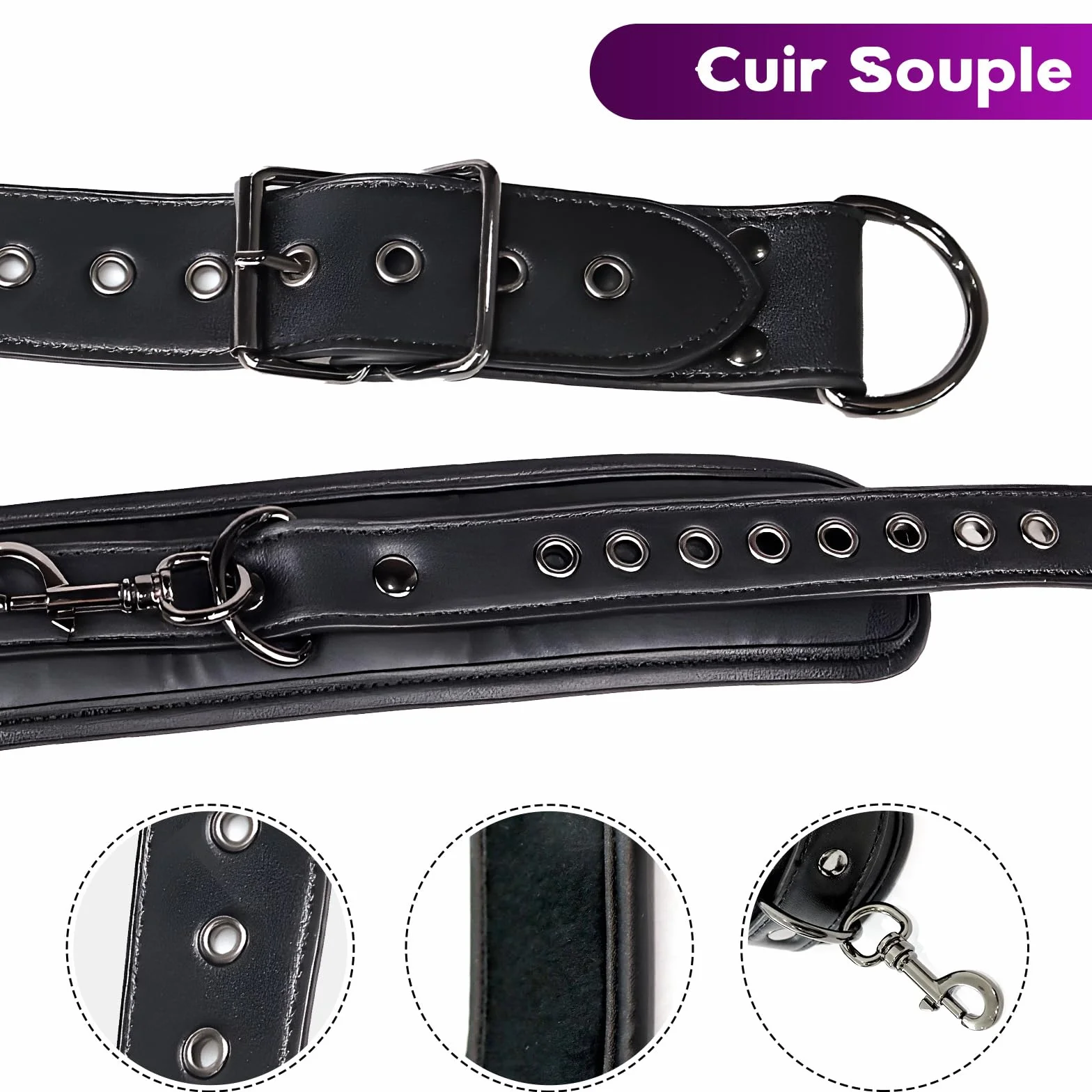BDSM bondage set con manette in pelle