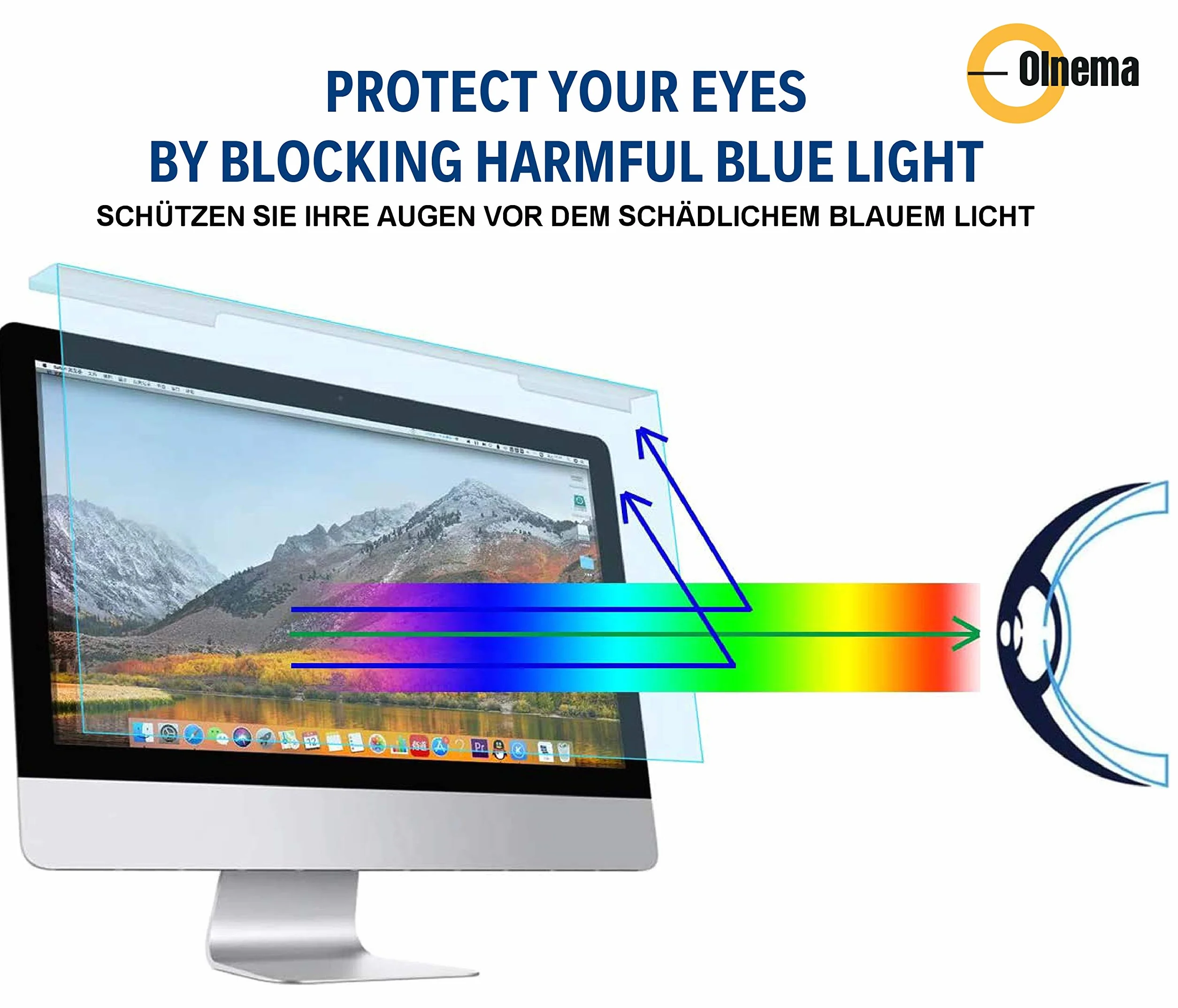 Acrilico Pellicola Protettiva Anti Luce Blu Universale I Anti UV I Protezione per gli occhi I Per computer e monitor PC rimovibile 20-22 pollici (20, 20.1, 21.5, 22) 16:9/16:10