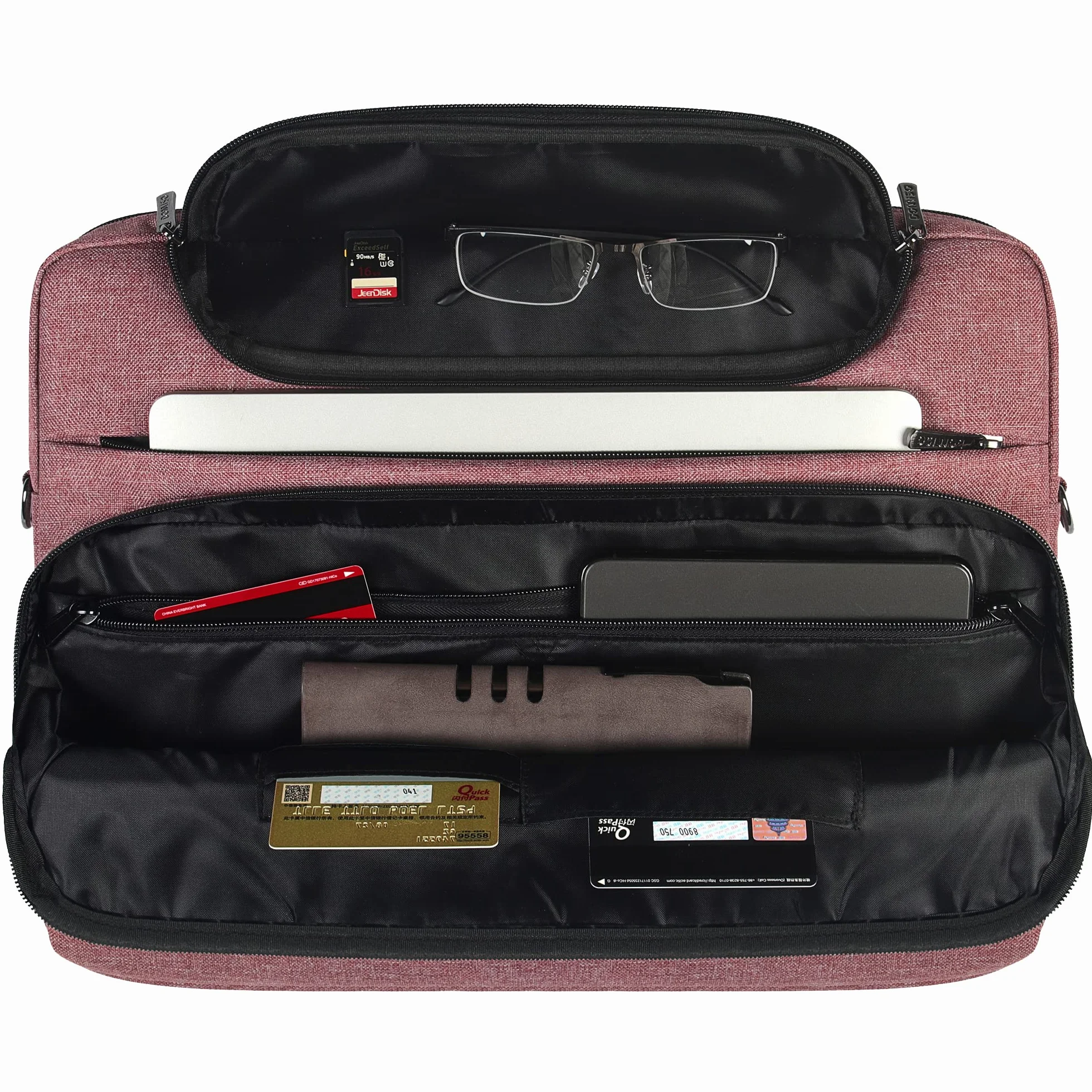 DOMISO 14 Pollici Borsa PC Impermeabile Custodia Messenger Ventiquattrore per Computer Portatile/Notebook/Apple/HP Stream 14 Pavilion 14 / Dell/Asus, Rosa+Nero